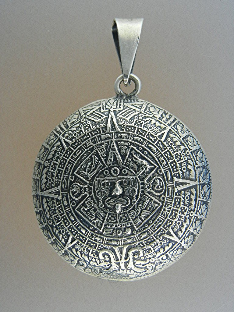 Pendant Sterling Silver Aztec Calender Mexico