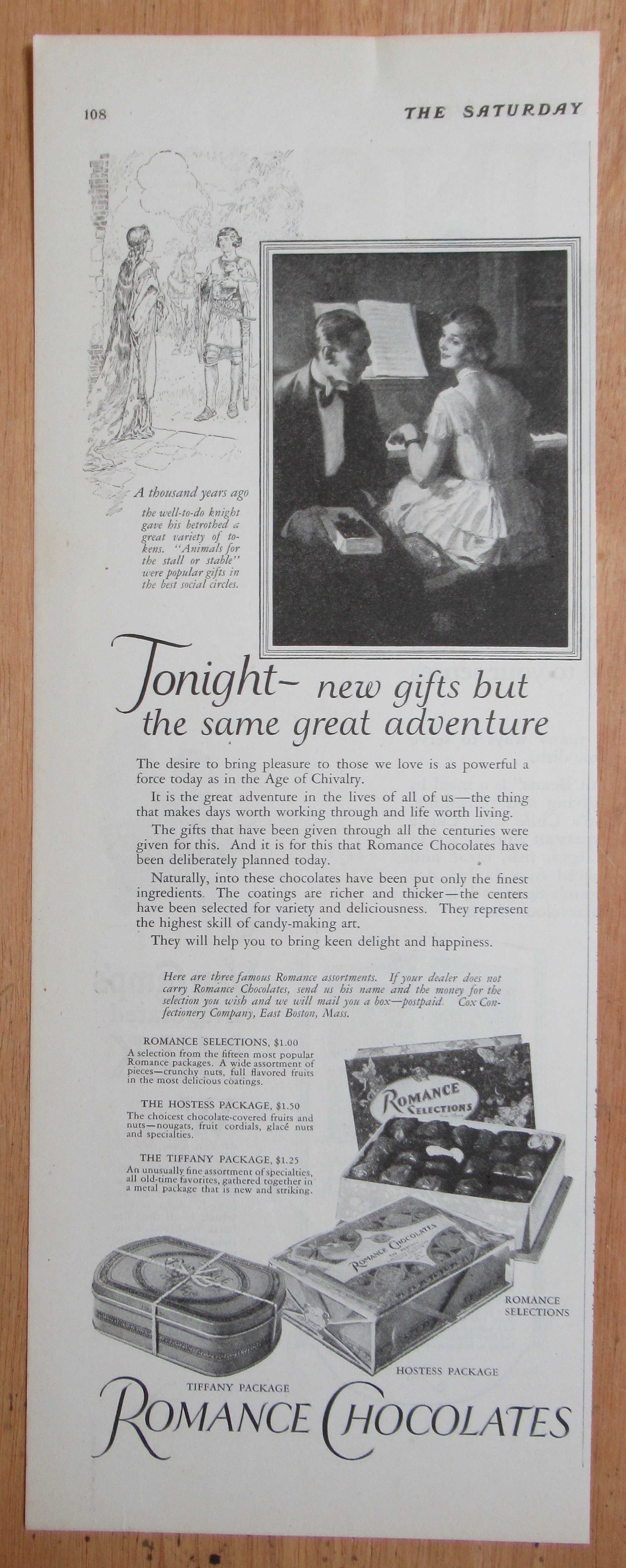 1924 Romance Chocolates with Woman & Man By Piano