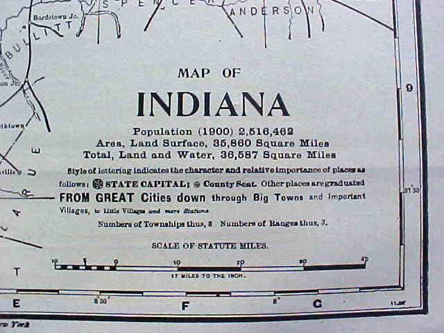 Antique Map Indiana 1906 Large Fold Out