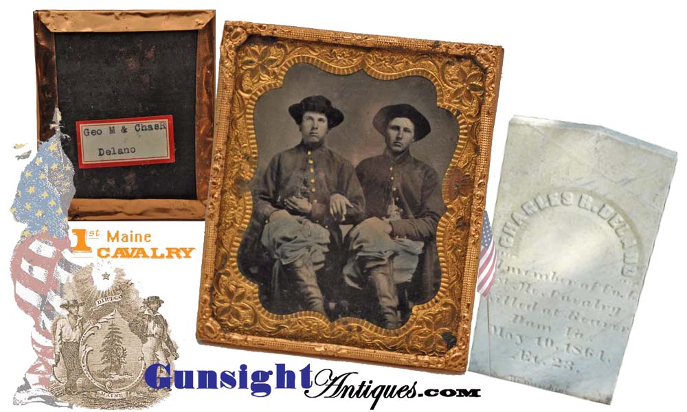 1st  Maine Cavalry Delano Brothers – 6th plate TINTYPE