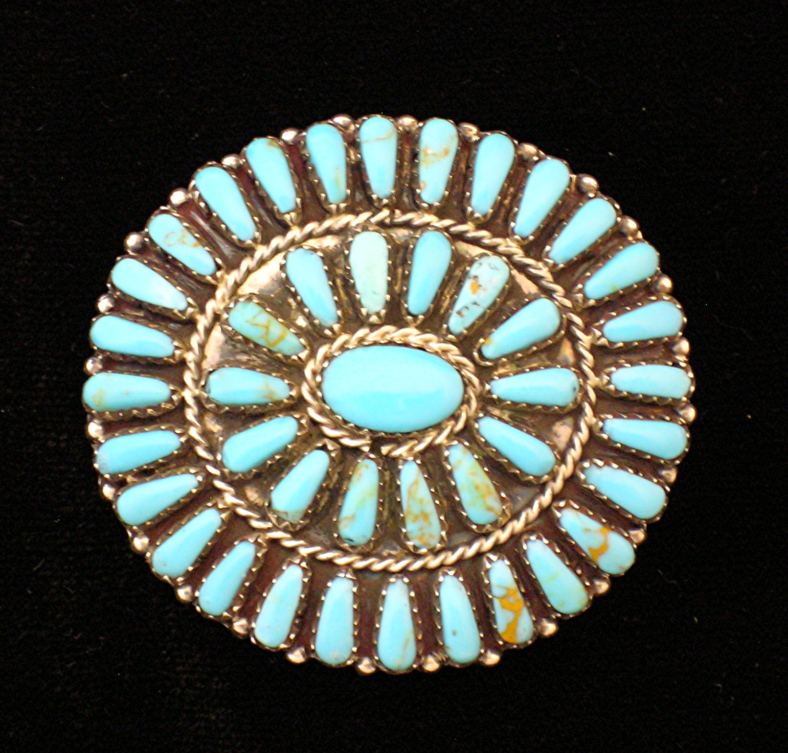 Navajo Sterling Silver Turquoise Signed PB Pin Pendant