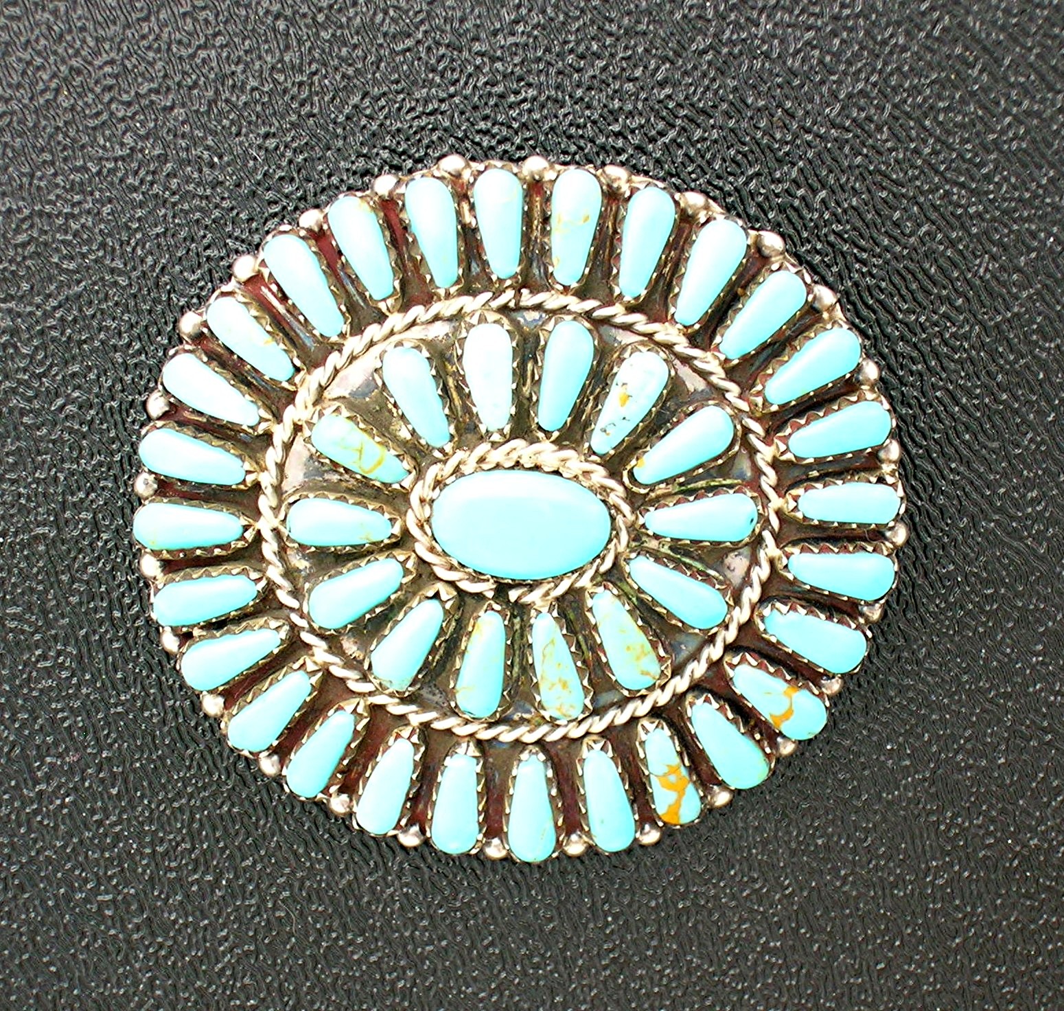 Navajo Sterling Silver Turquoise Signed PB Pin Pendant
