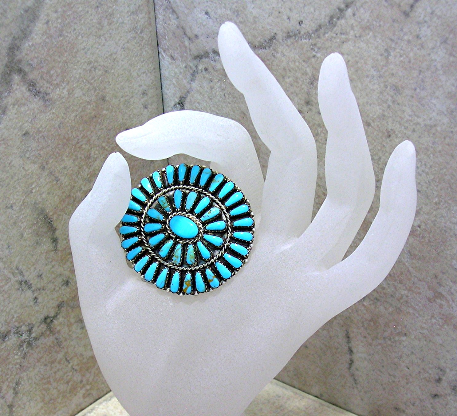Navajo Sterling Silver Turquoise Signed PB Pin Pendant