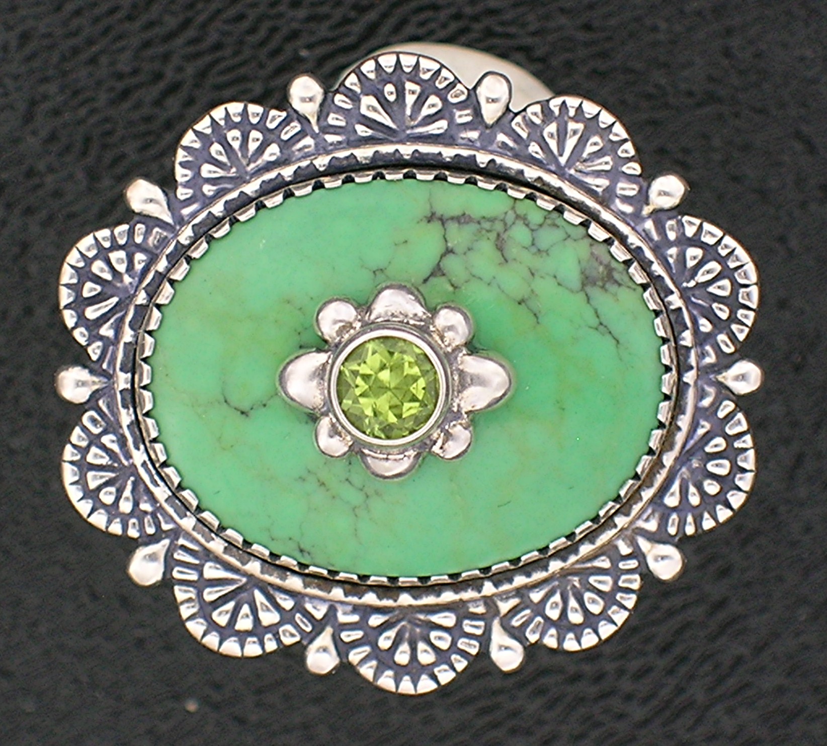 Sterling SilverGreen Turquoise Peridot Artist  Ring