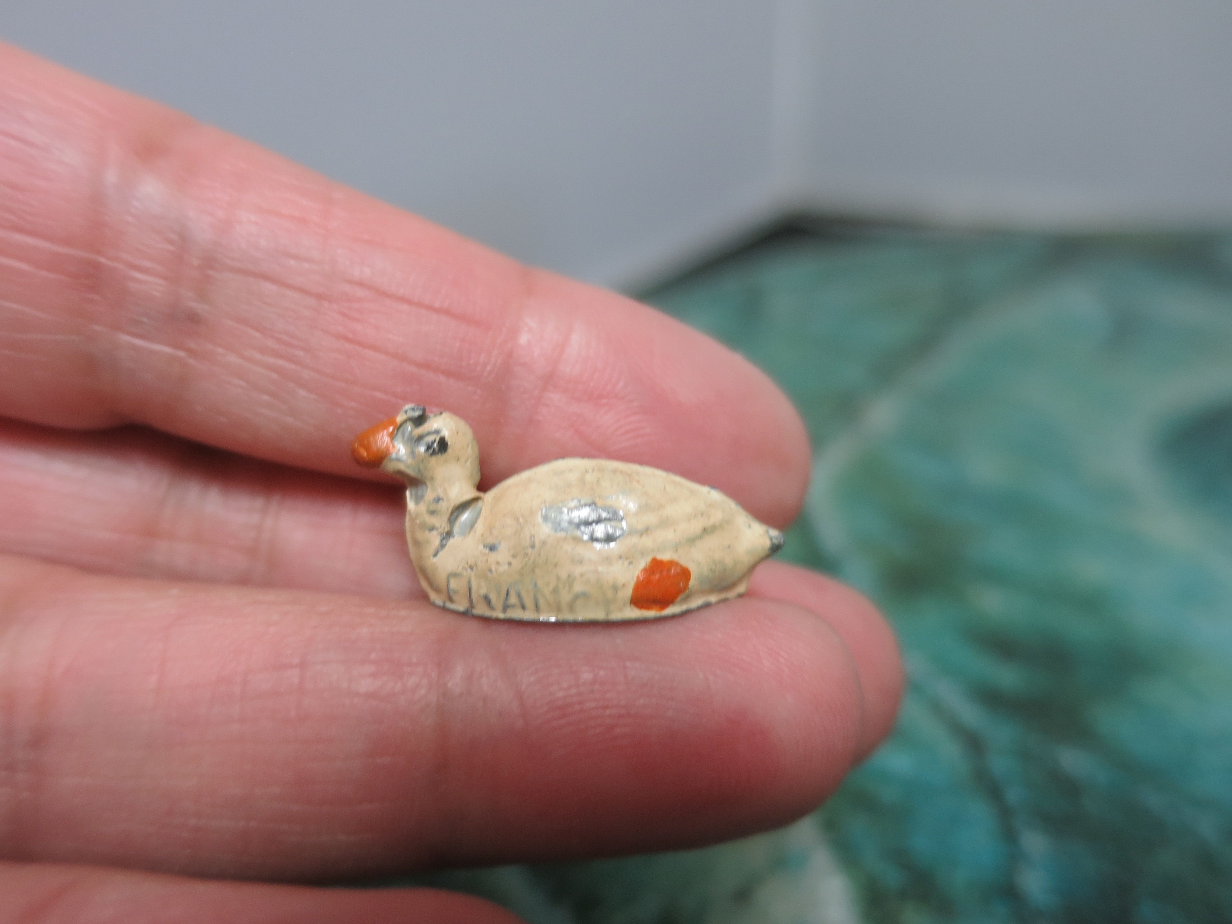 Miniature Duck Cast Lead Metal Toy Figurine France HTF