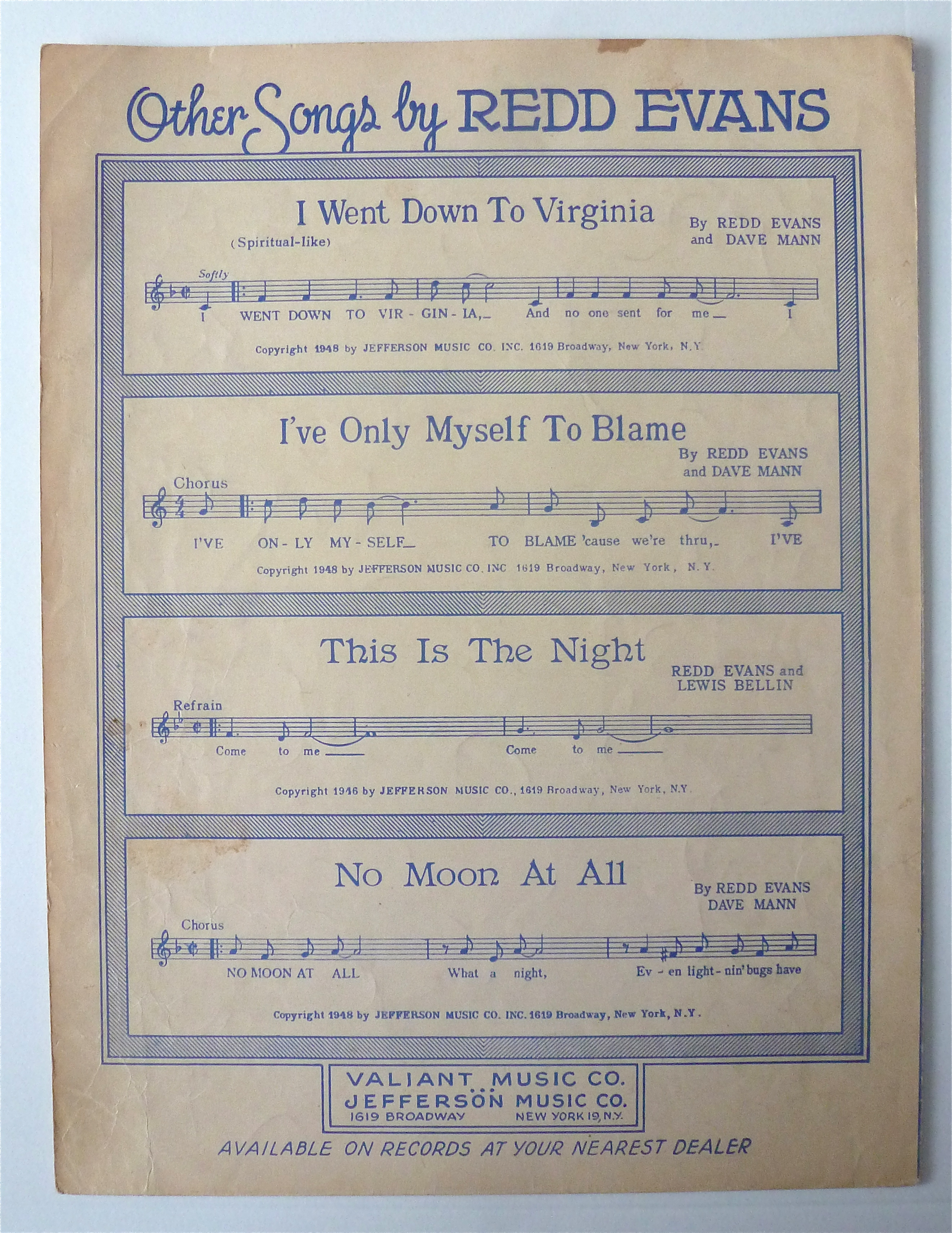 Sheet Music For 1951 Too Young