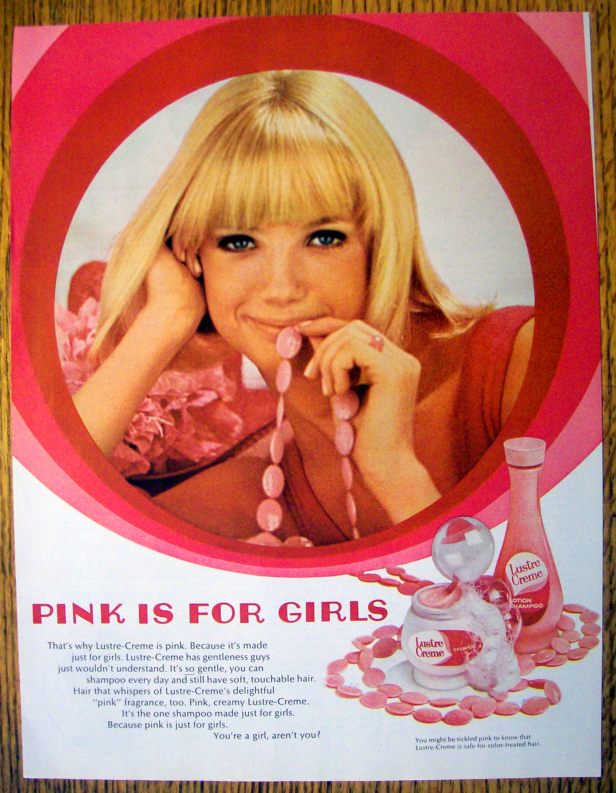 1968 Pink Lustre Creme Shampoo with Lovely Blonde Woman