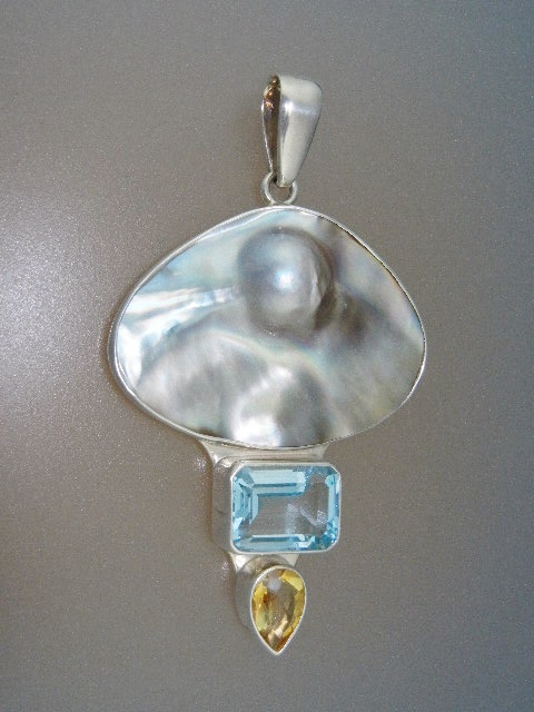 Charles Albert Pearl Citrine Topaz Sterling Silver Pend