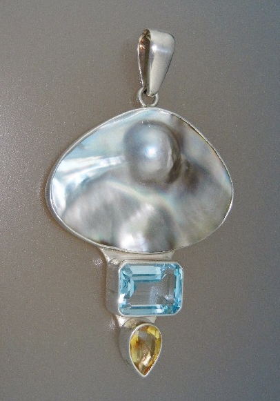 Charles Albert Pearl Citrine Topaz Sterling Silver Pend