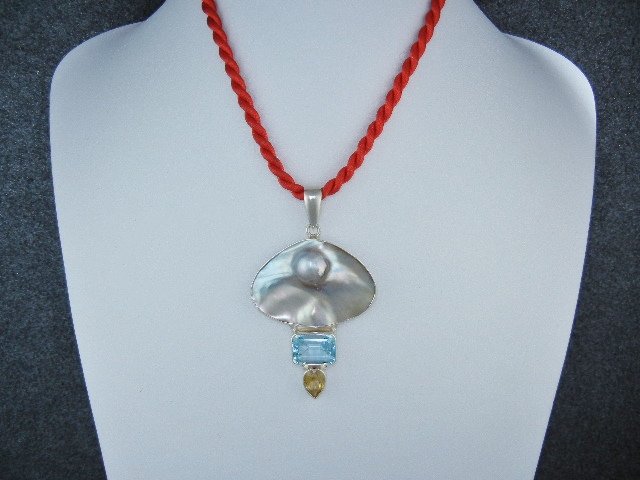 Charles Albert Pearl Citrine Topaz Sterling Silver Pend