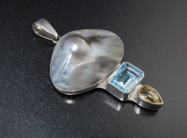 Charles Albert Pearl Citrine Topaz Sterling Silver Pend