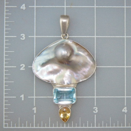 Charles Albert Pearl Citrine Topaz Sterling Silver Pend