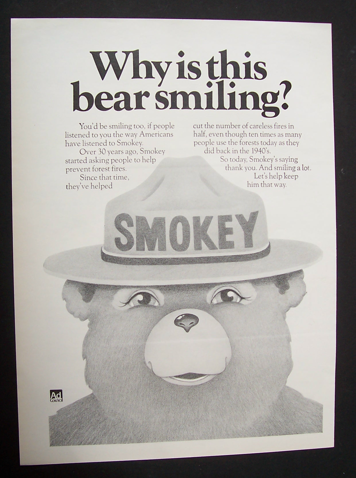 1975 Smokey The Bear with Smokey Smiling