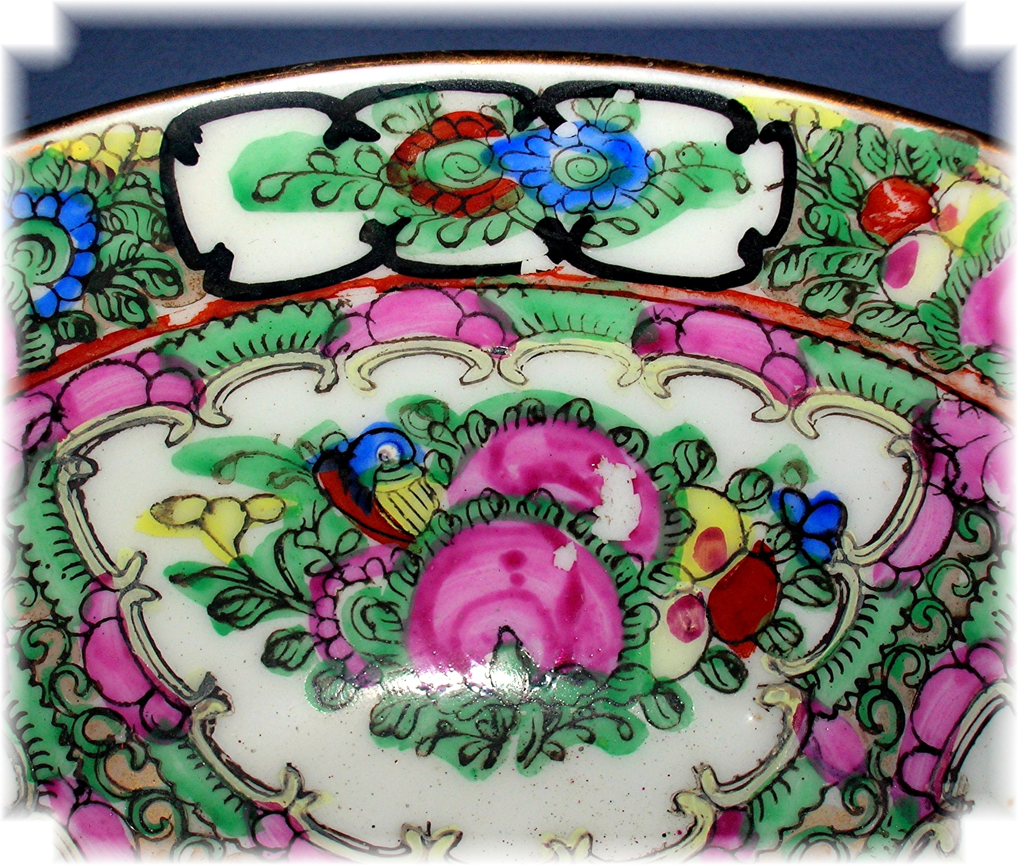 Oriental Porcelain Bowl Highly Decorated Signed
