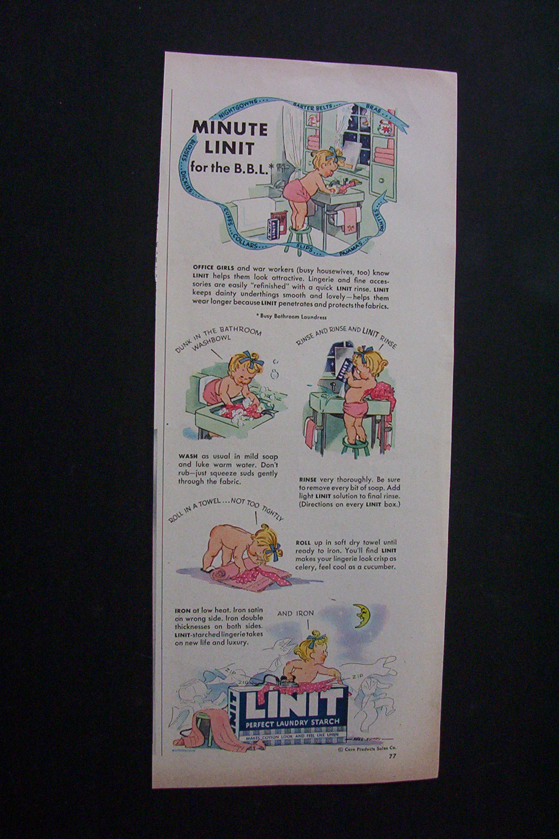 1944 Dual Ad: Junket Powder & Linit Starch