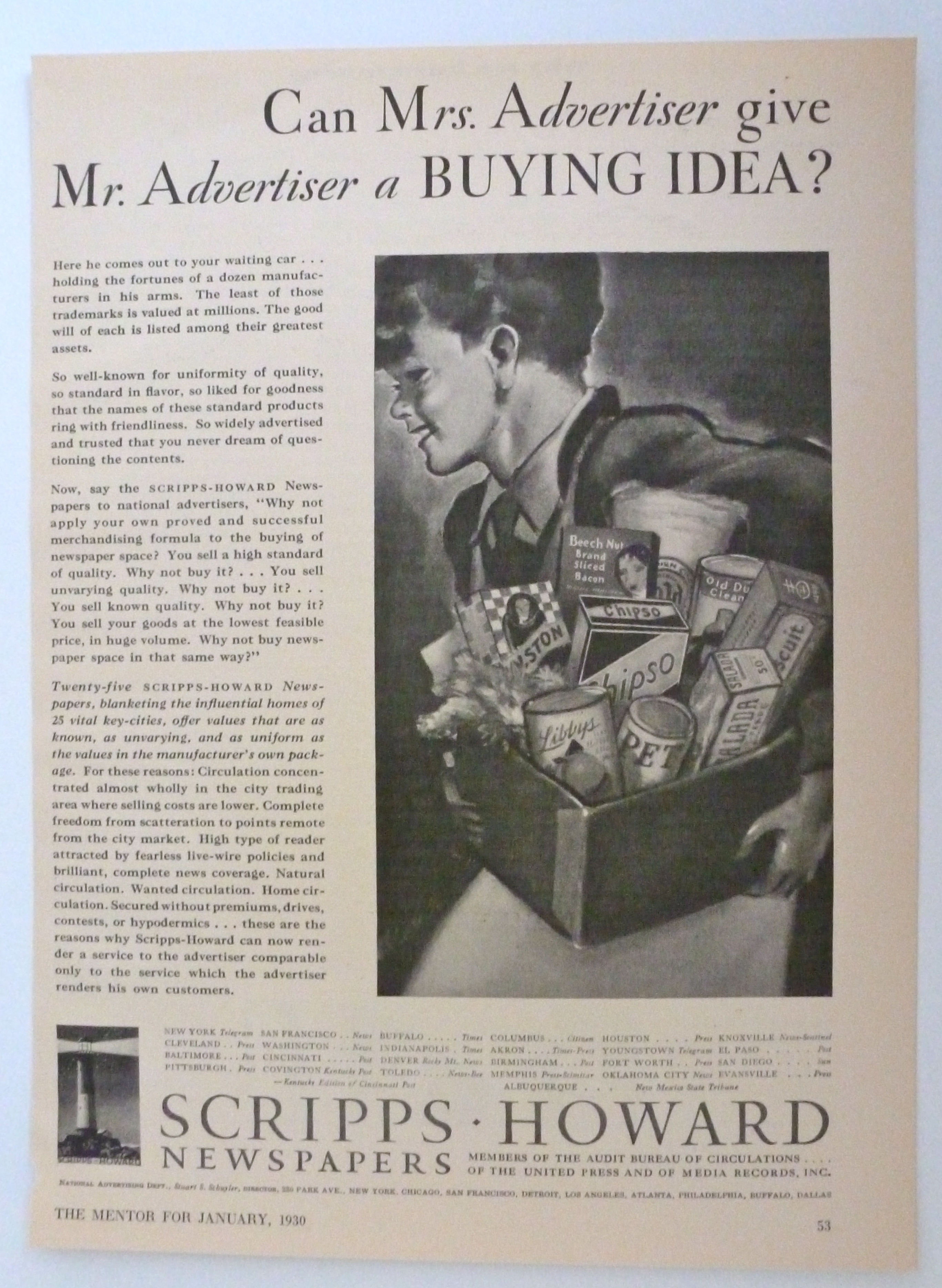 1930 Scripps Howard Newspapers with Grocery Boy