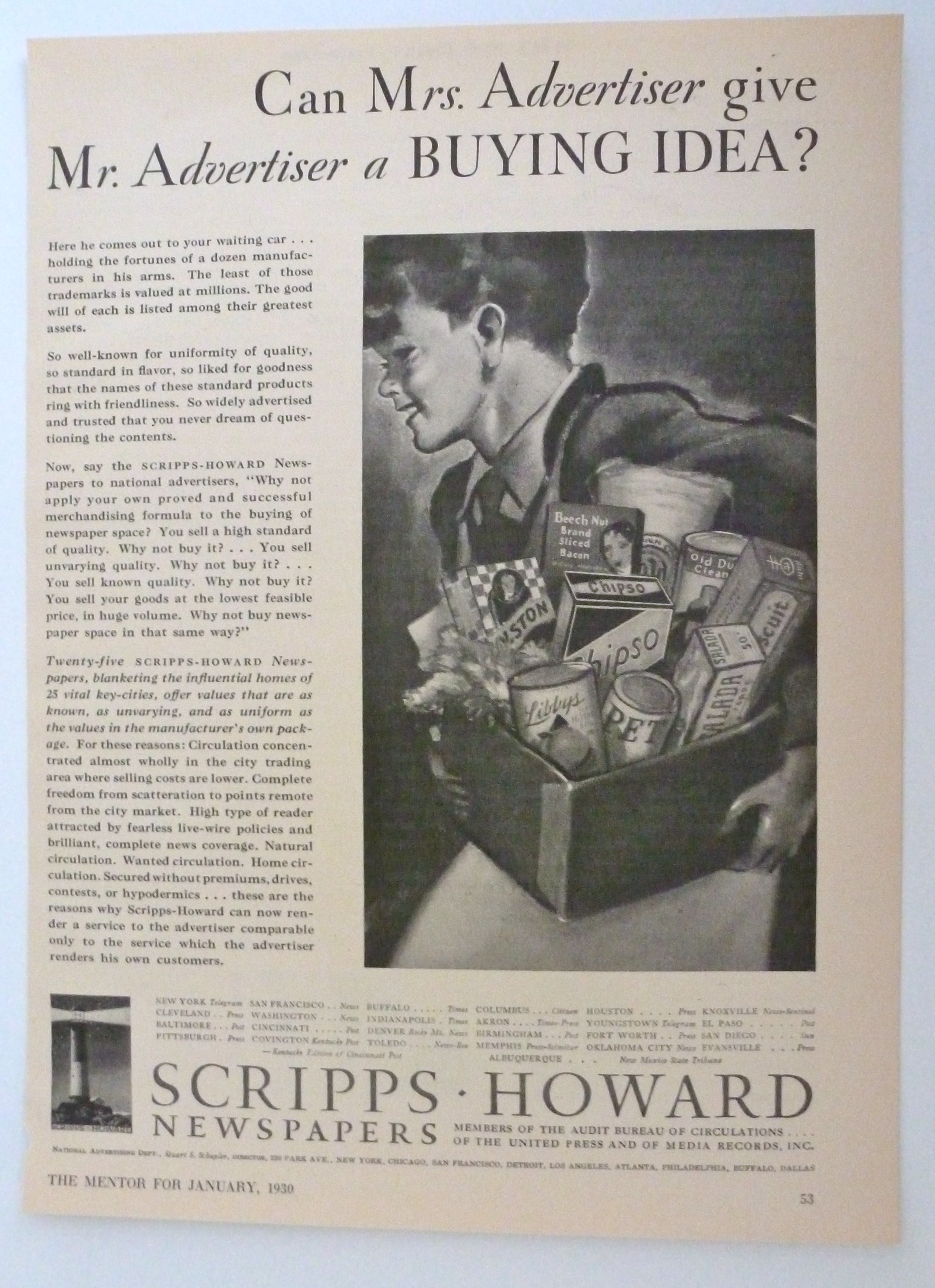 1930 Scripps Howard Newspapers with Grocery Boy