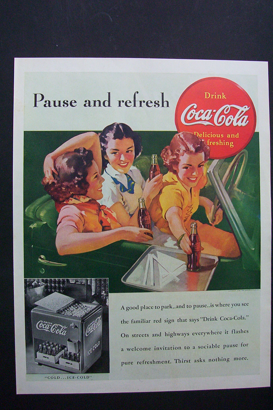 1938 Coca Cola (Coke) with Three Girls in a Car