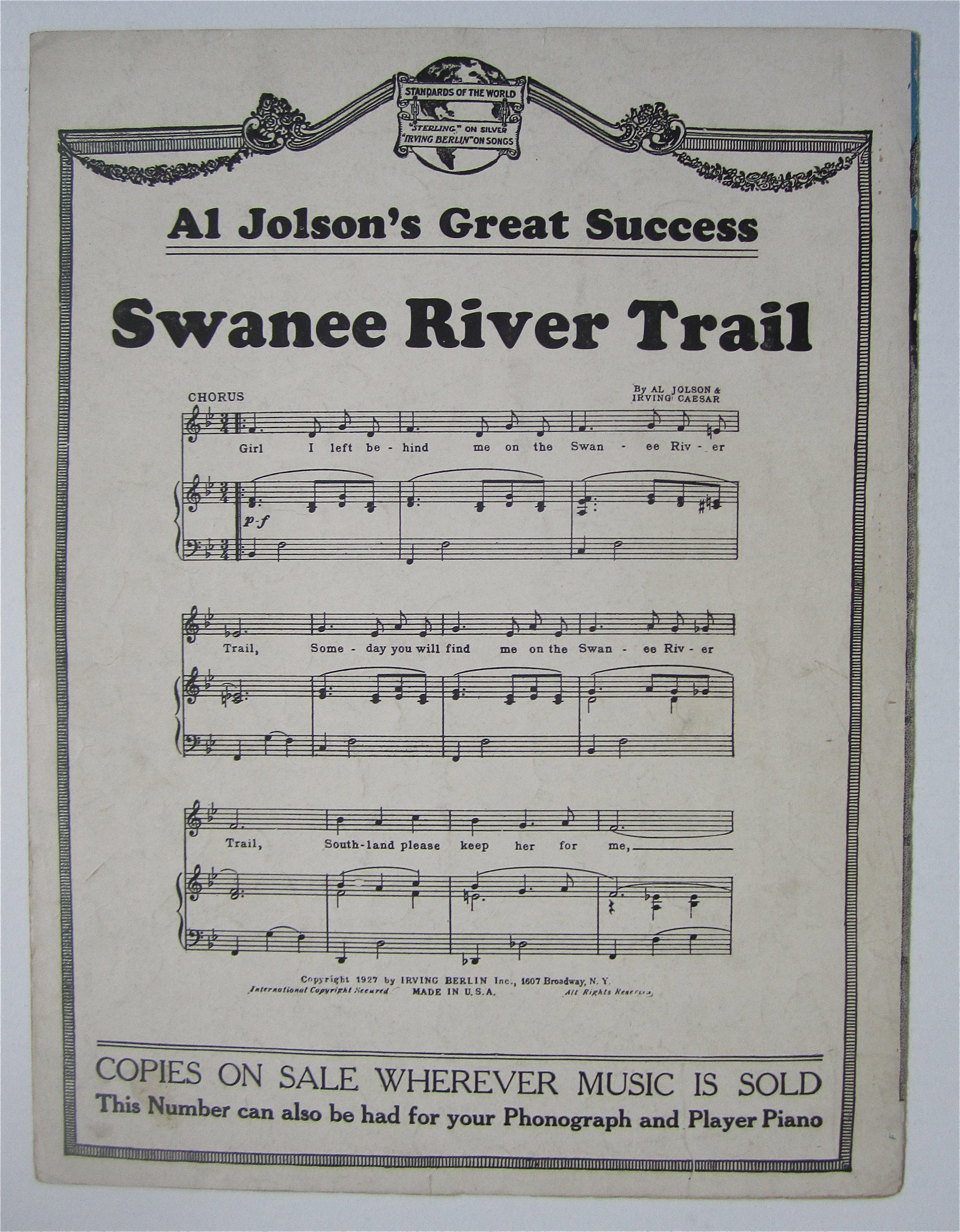 Sheet Music 1927 Me And My Shadow