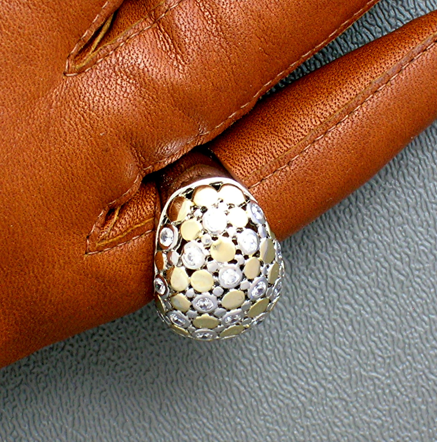 Ring Sterling Silver CZ Designer Look Dome