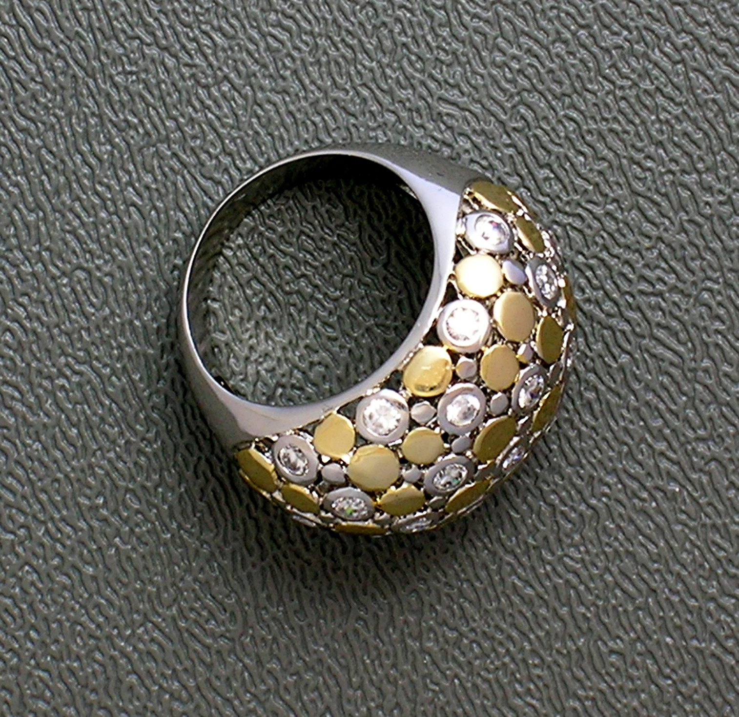 Ring Sterling Silver CZ Designer Look Dome