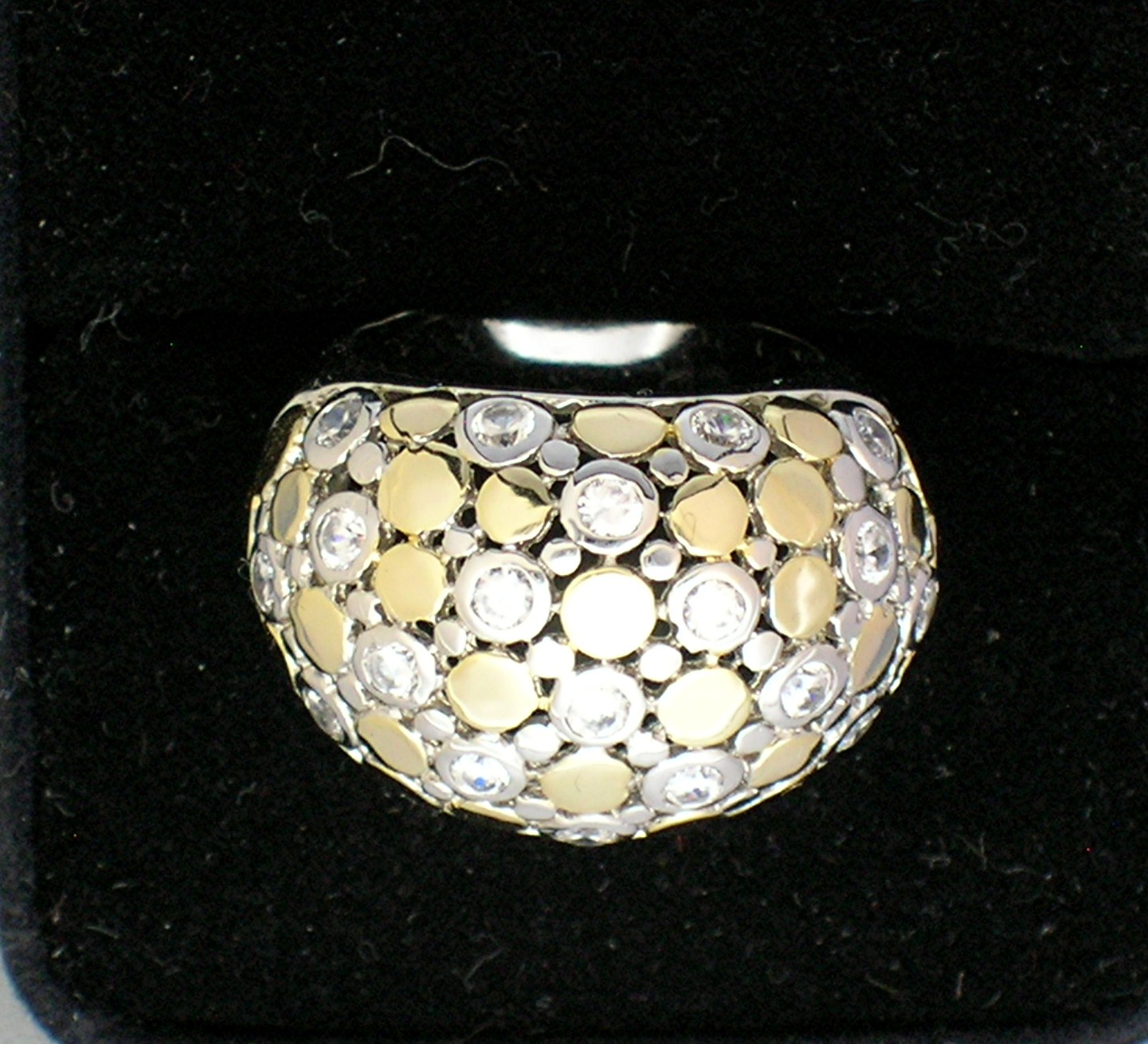 Ring Sterling Silver CZ Designer Look Dome
