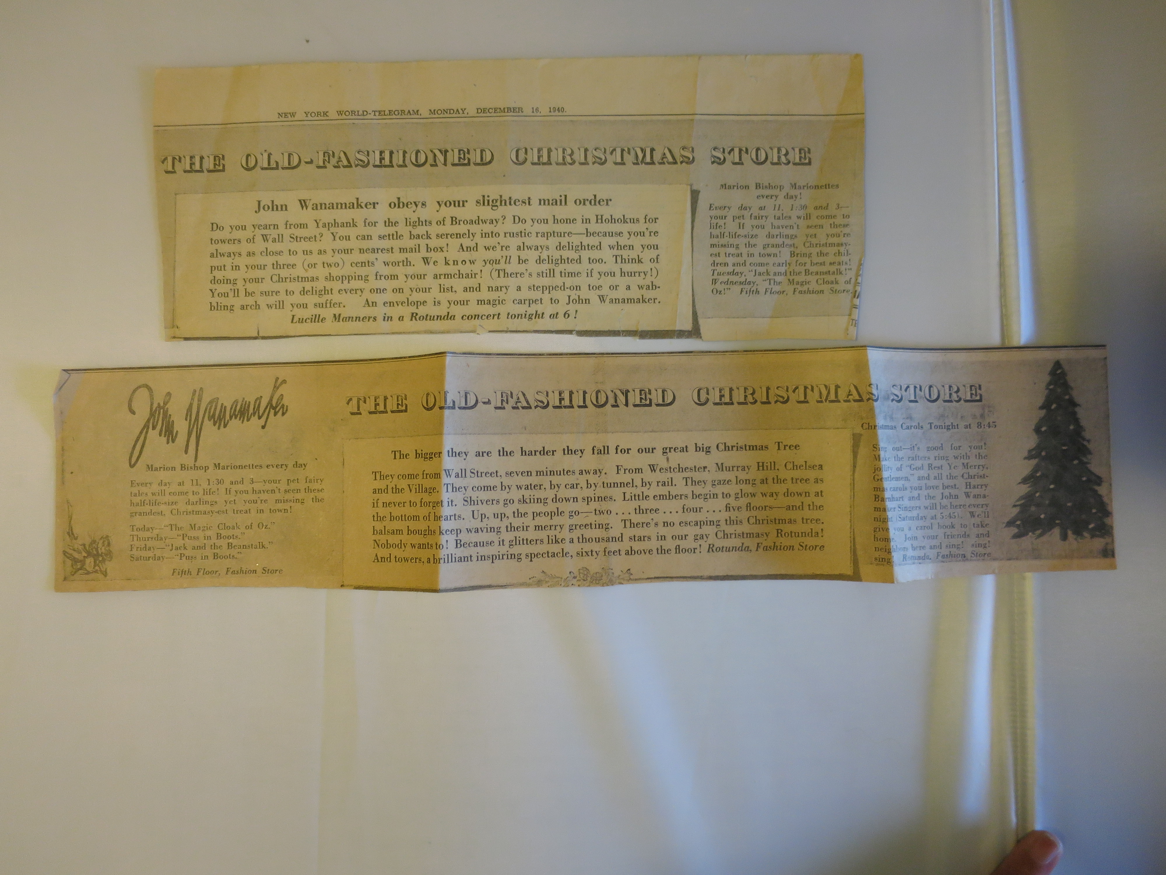 Christmas New York World Telegram New Paper Clipping 1940