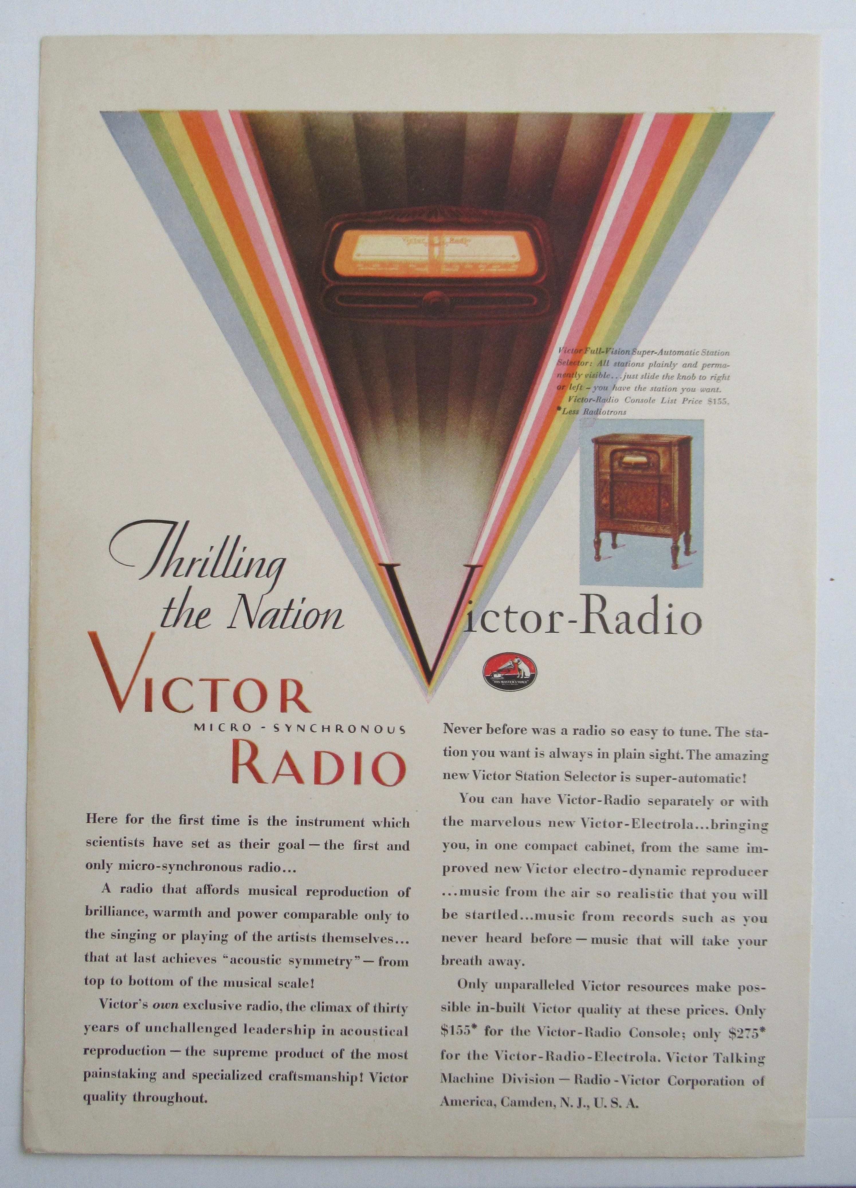 1929 Victor Radio with Micro Synchronous Radio