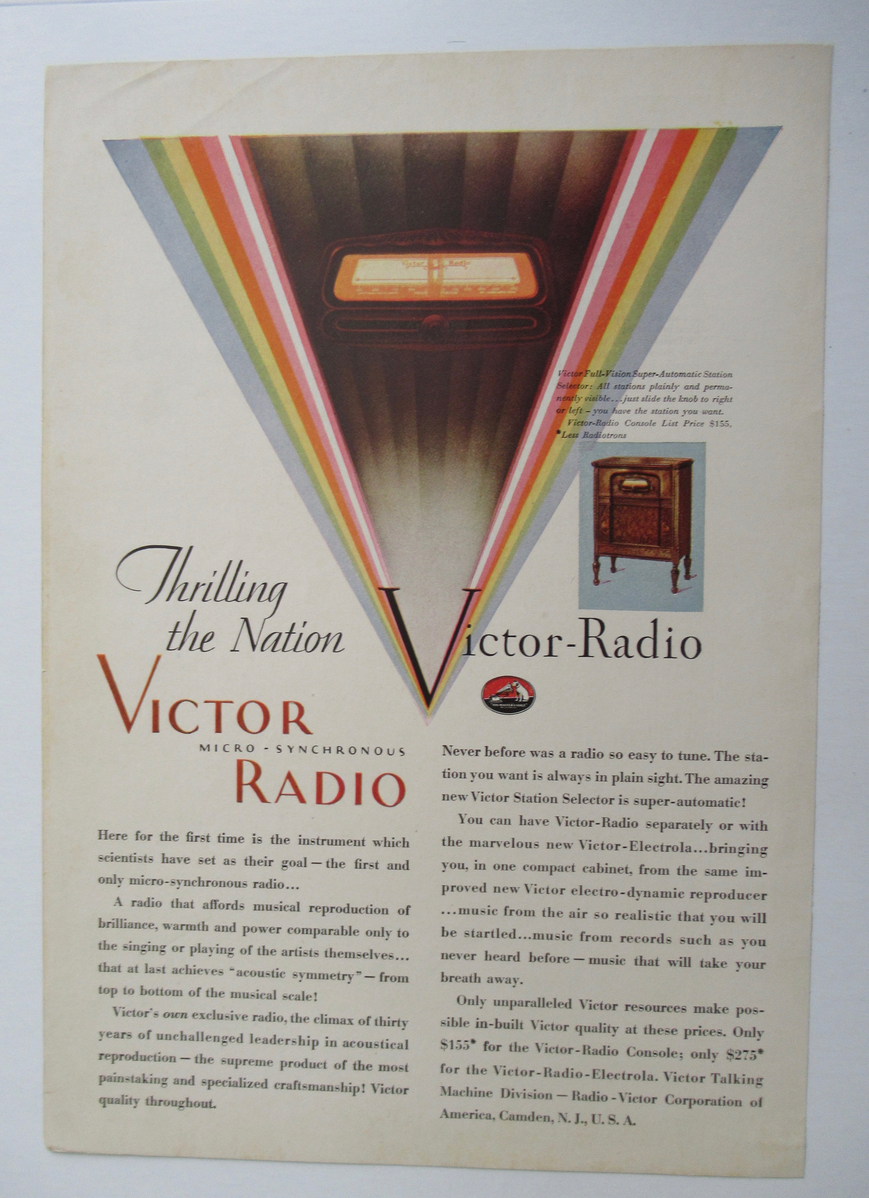 1929 Victor Radio with Micro Synchronous Radio