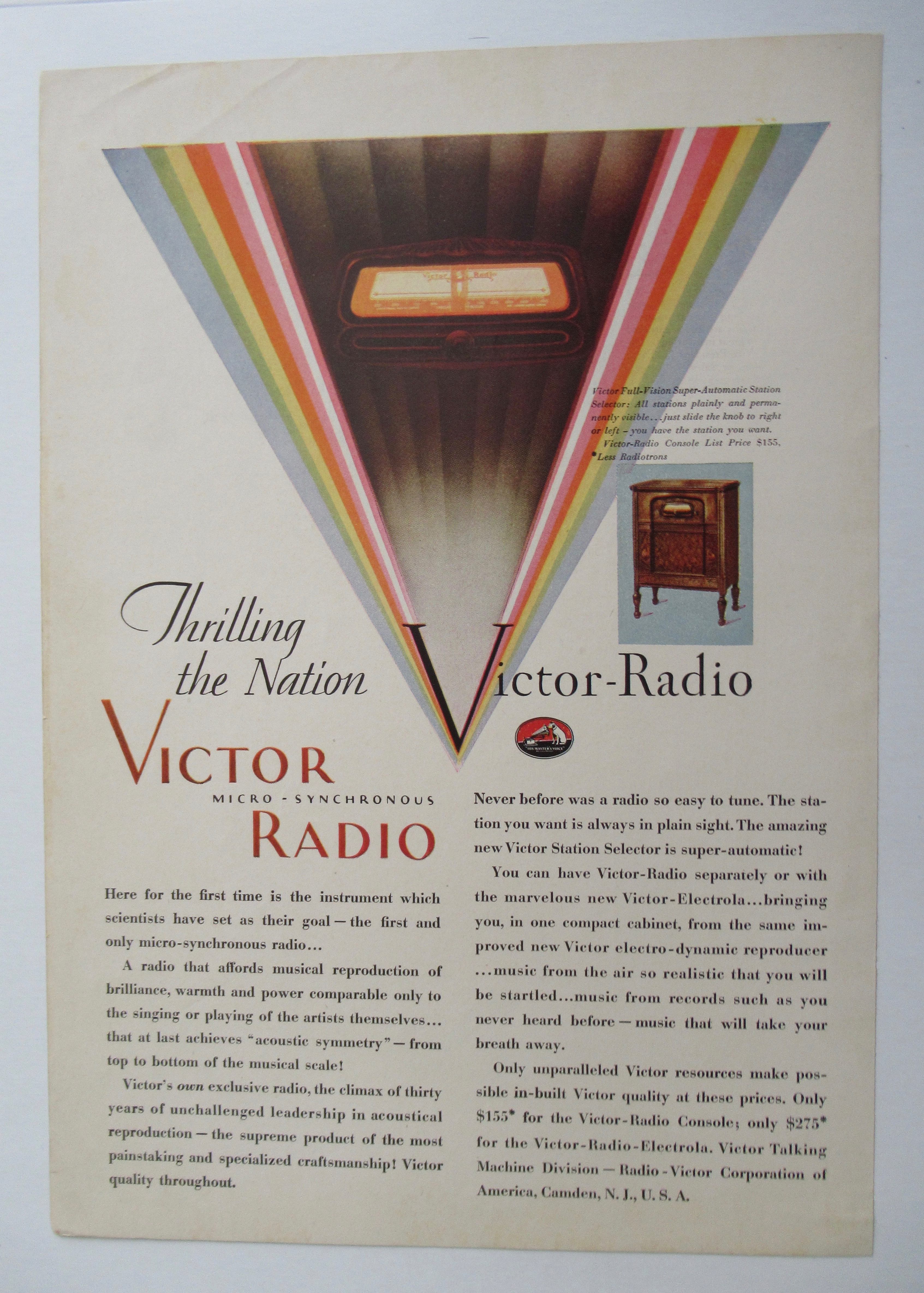 1929 Victor Radio with Micro Synchronous Radio