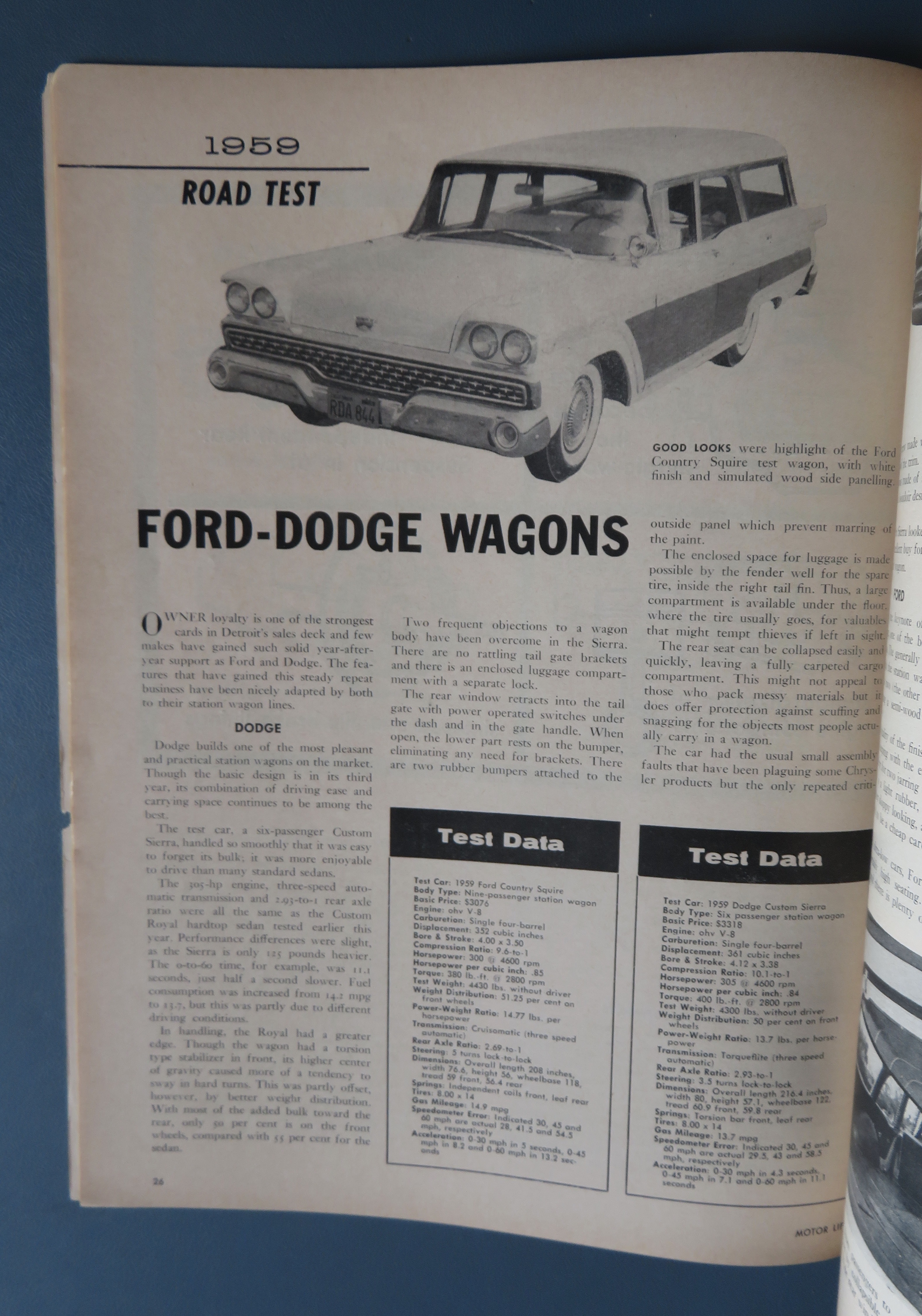 Motor Life Magazine June 1959 The Coming Big Cars