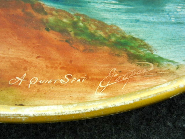 Ceramic Hand Painted A Quiet Spot Artist signed J Coope