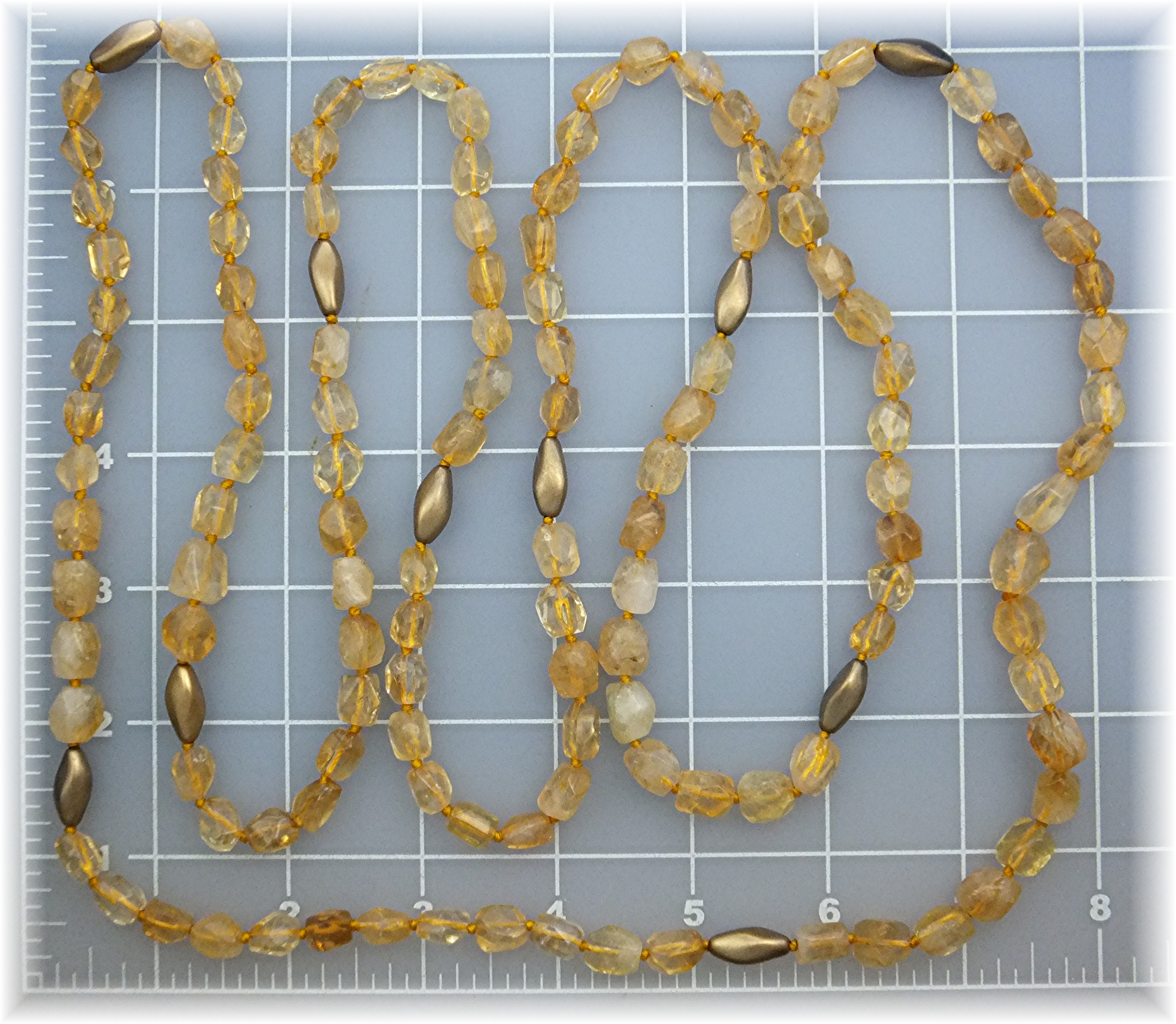 Necklace Citrine Sterling Silver Hand Knotted