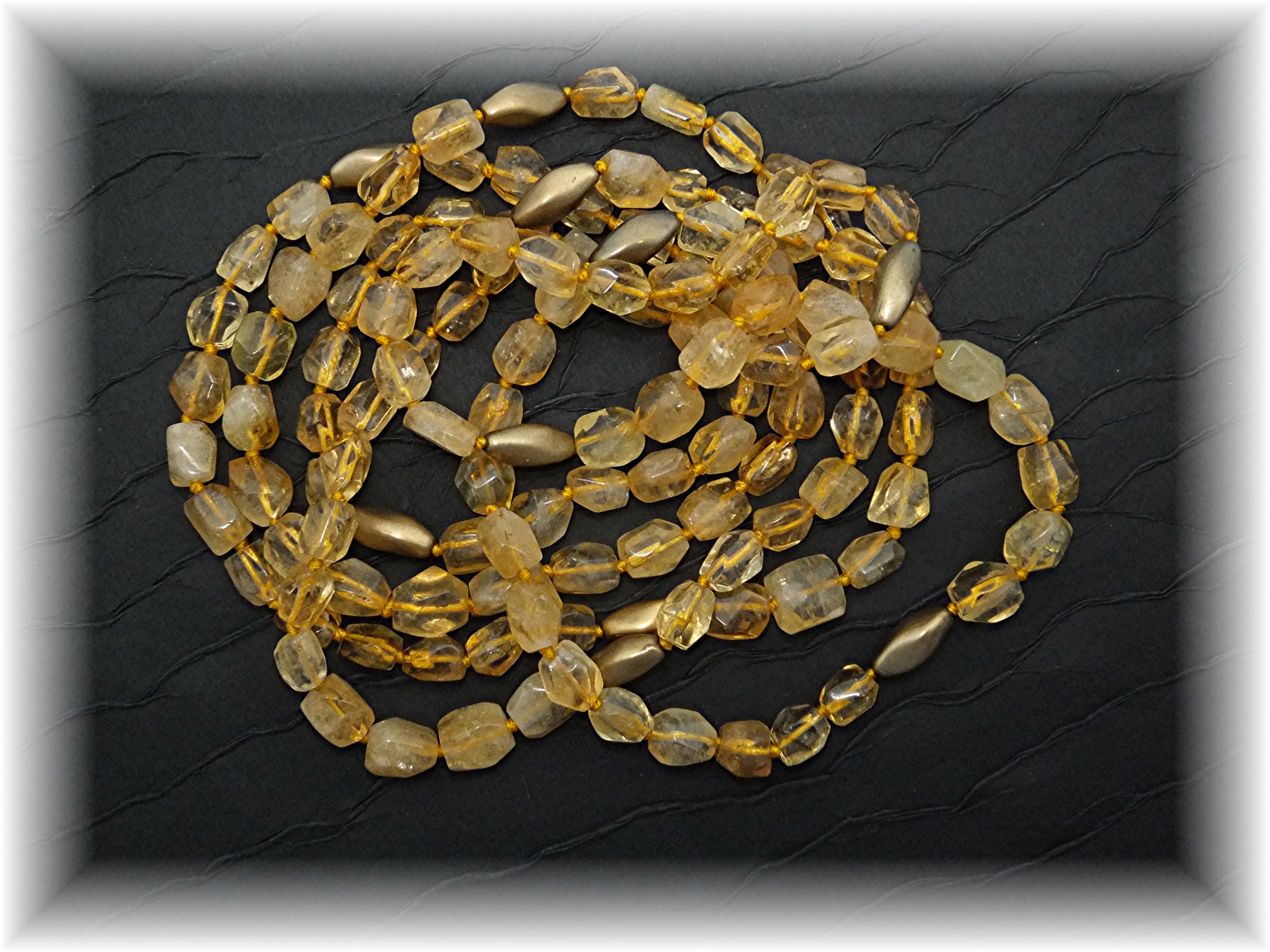 Necklace Citrine Sterling Silver Hand Knotted