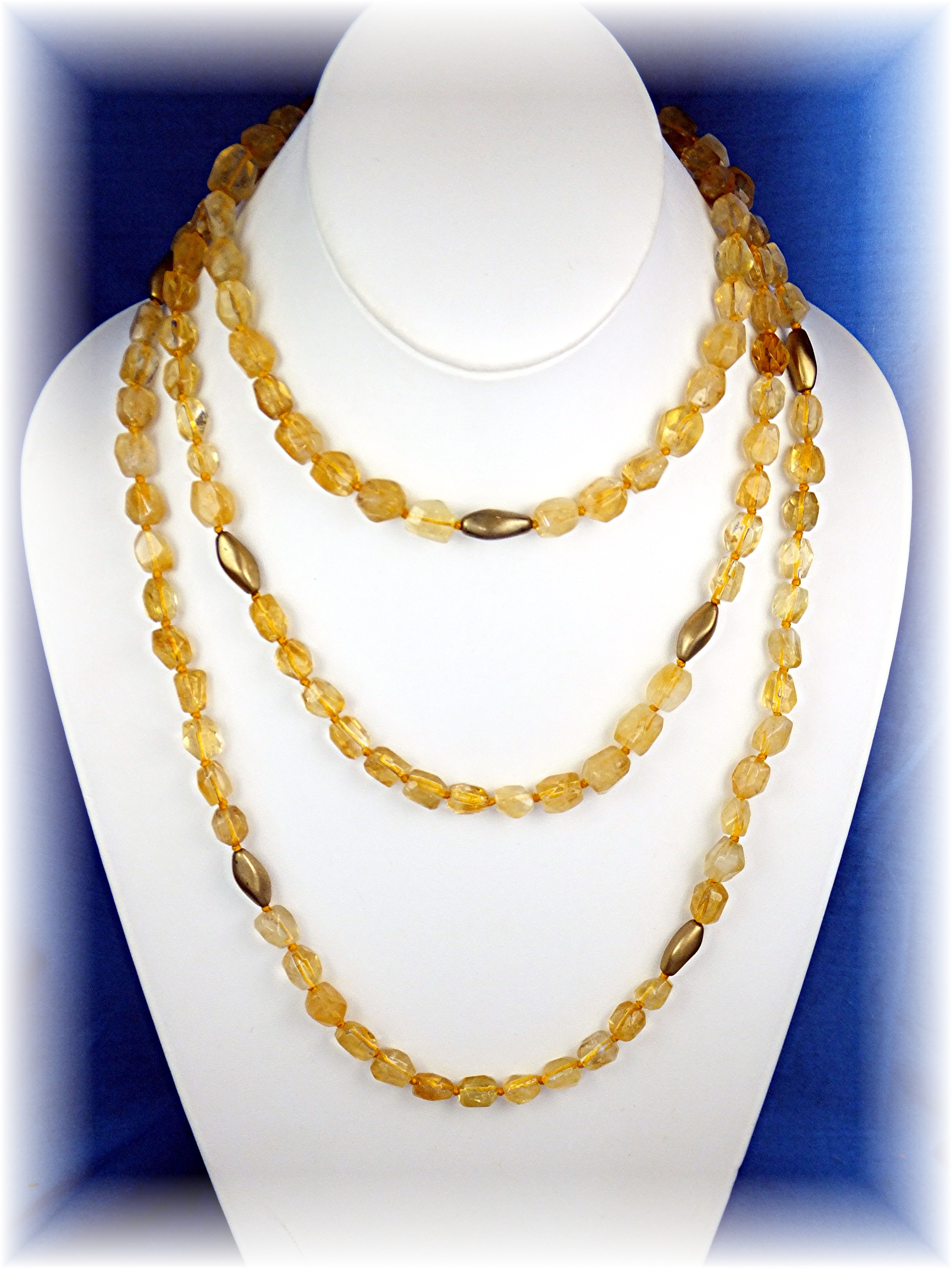 Necklace Citrine Sterling Silver Hand Knotted