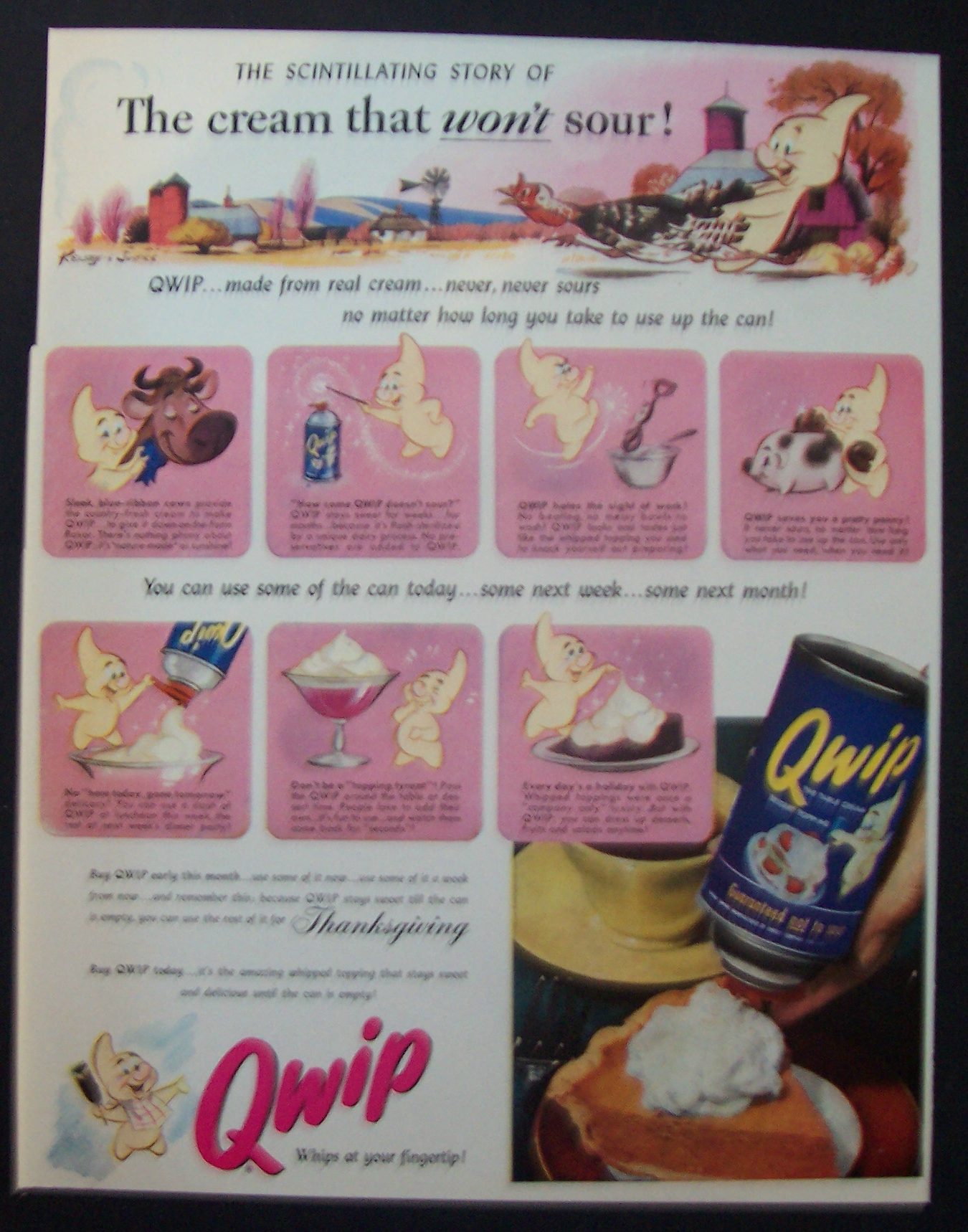 Vintage Ad: 1953  Qwip  Dessert  Topping