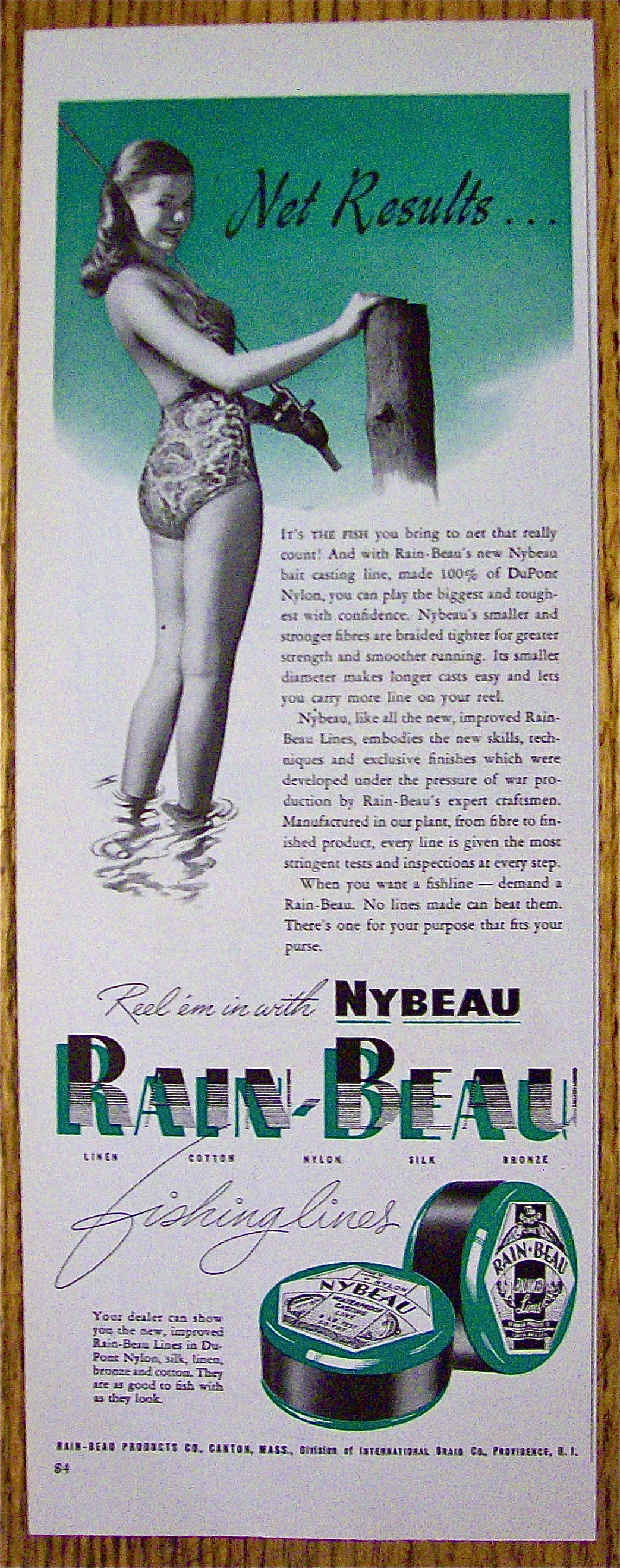 1946 Rain Beau Fishing Lines With Lovely Woman