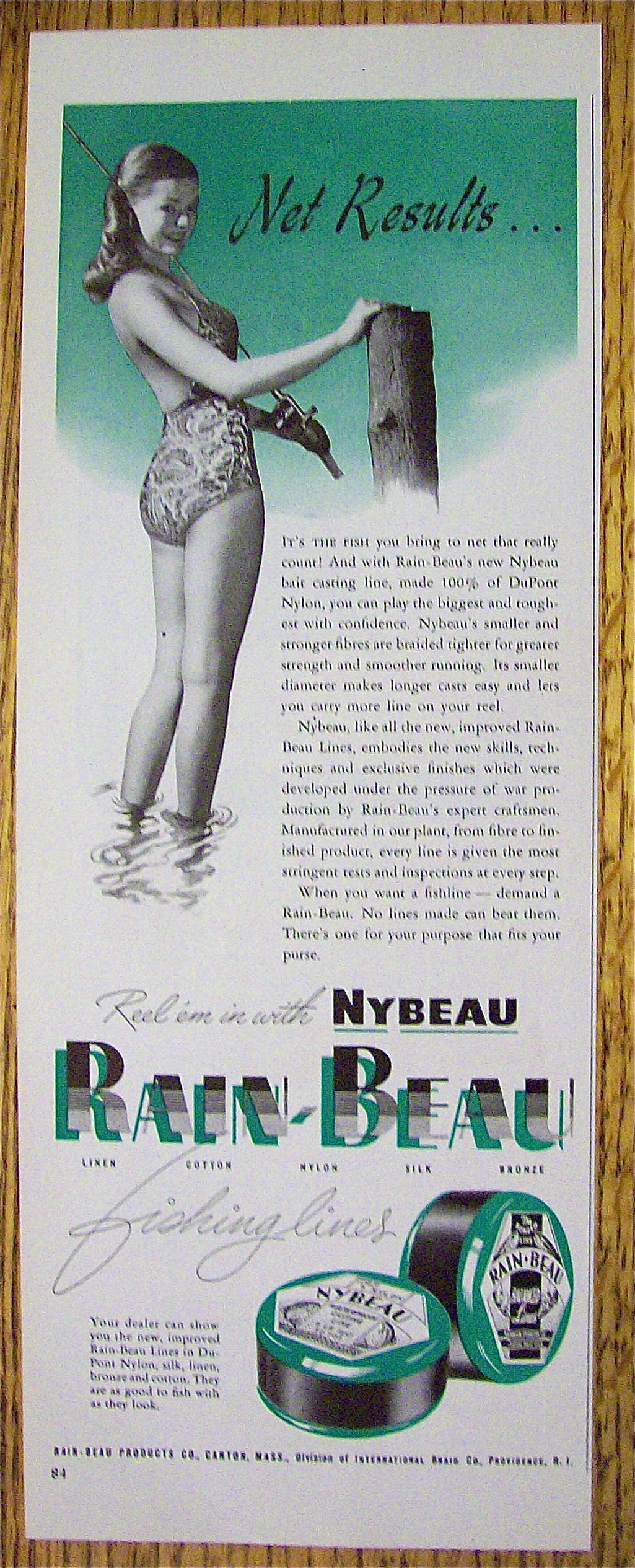 1946 Rain Beau Fishing Lines With Lovely Woman