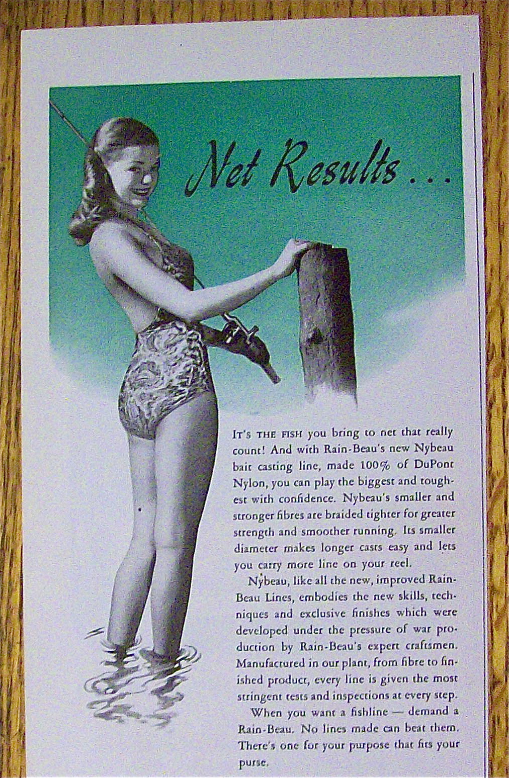 1946 Rain Beau Fishing Lines With Lovely Woman