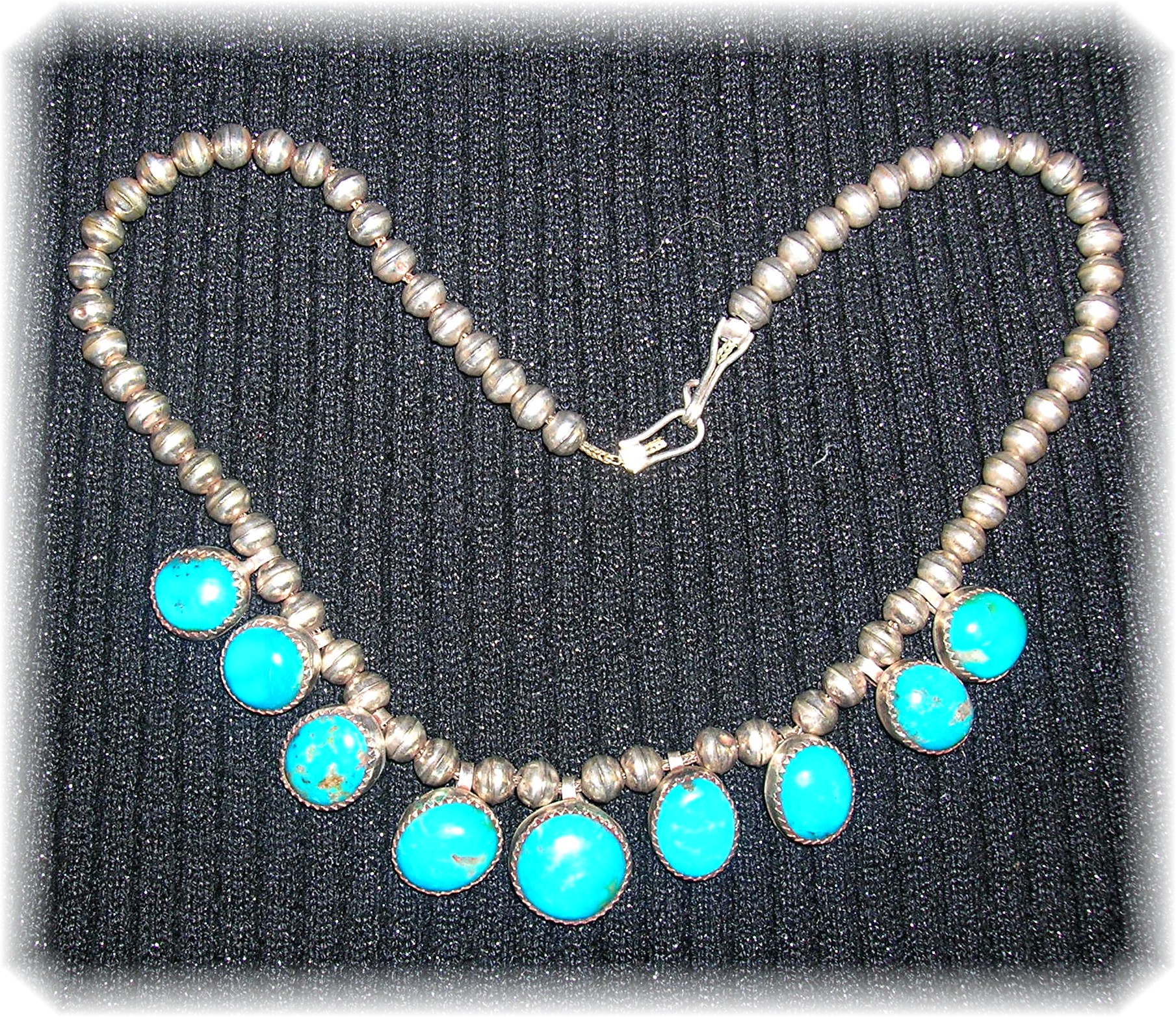 Necklace Sterling Silver Turquoise Drops