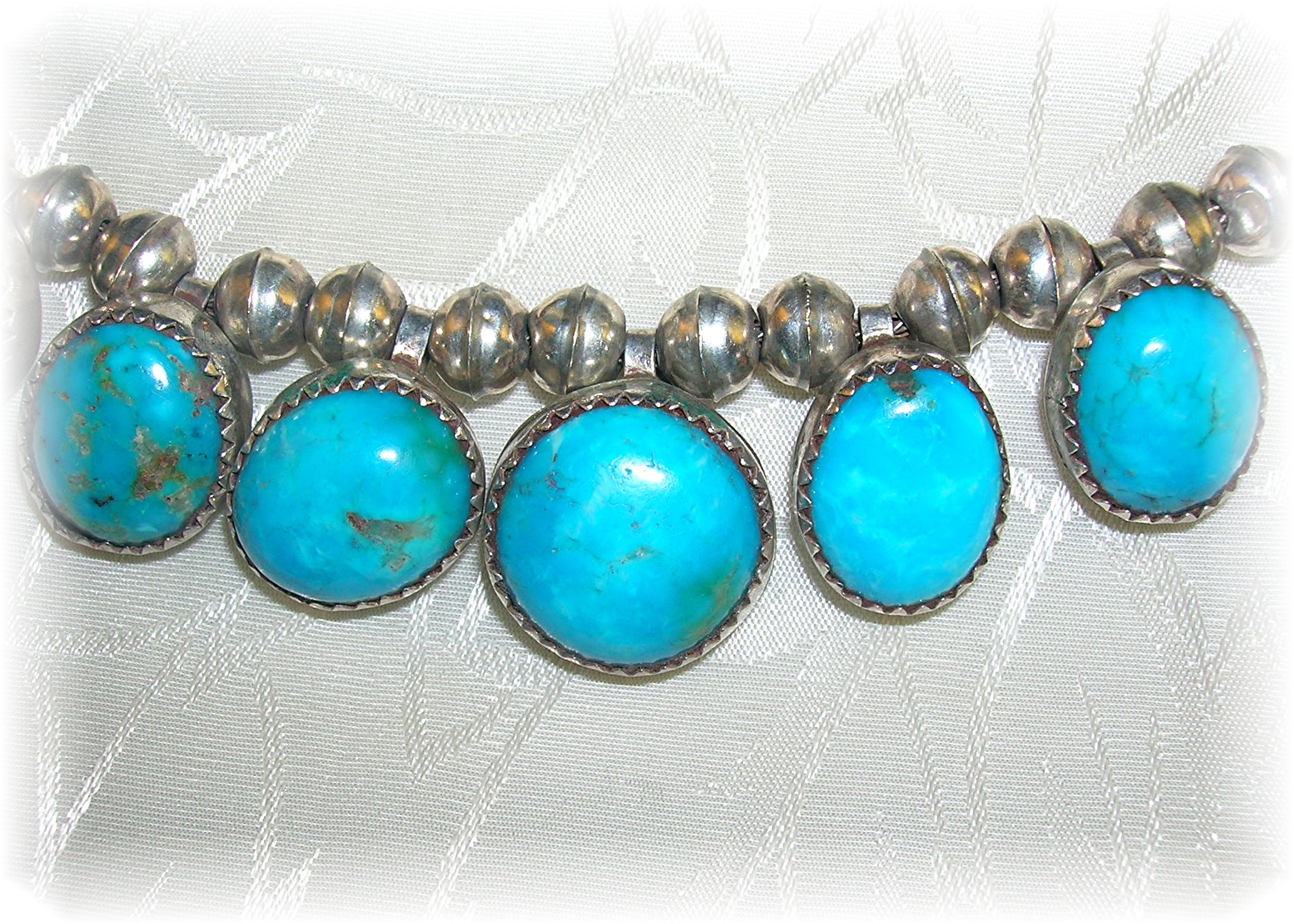 Necklace Sterling Silver Turquoise Drops