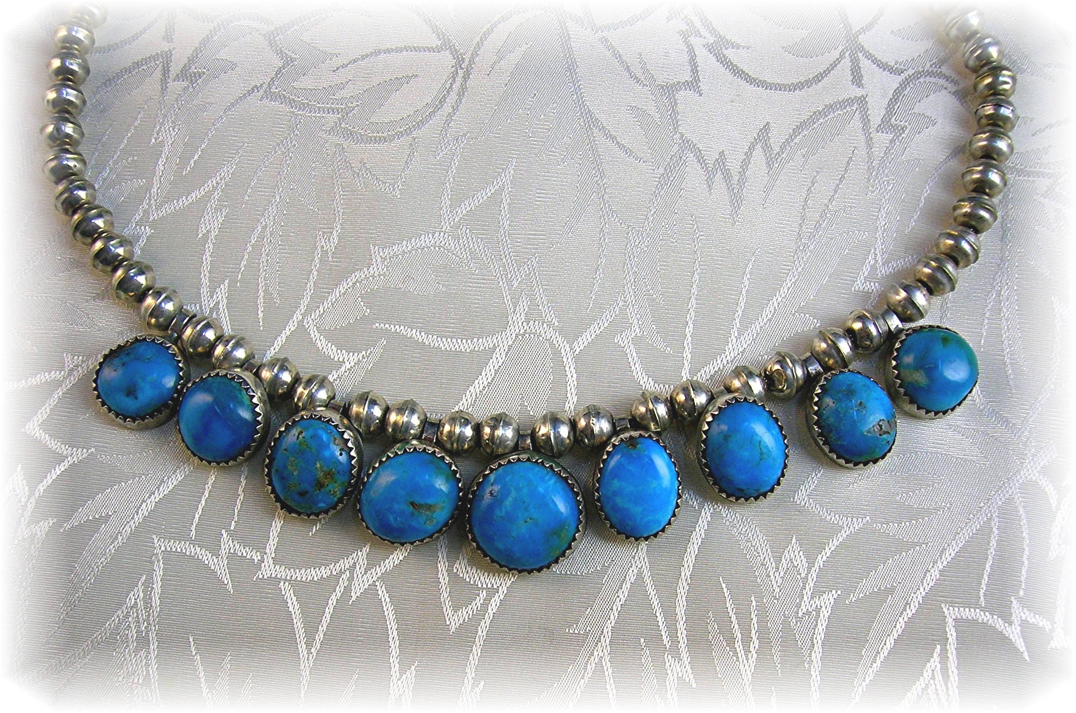 Necklace Sterling Silver Turquoise Drops