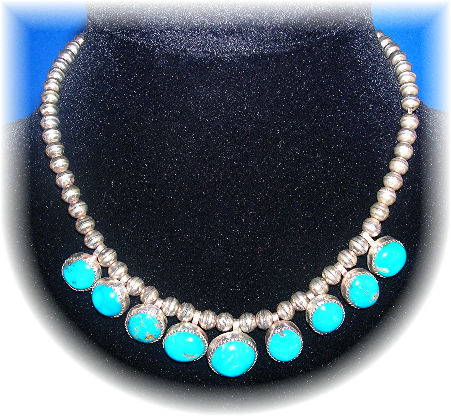 Necklace Sterling Silver Turquoise Drops