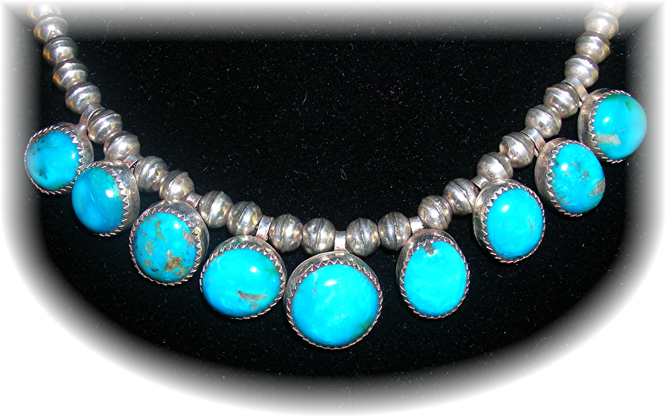 Necklace Sterling Silver Turquoise Drops