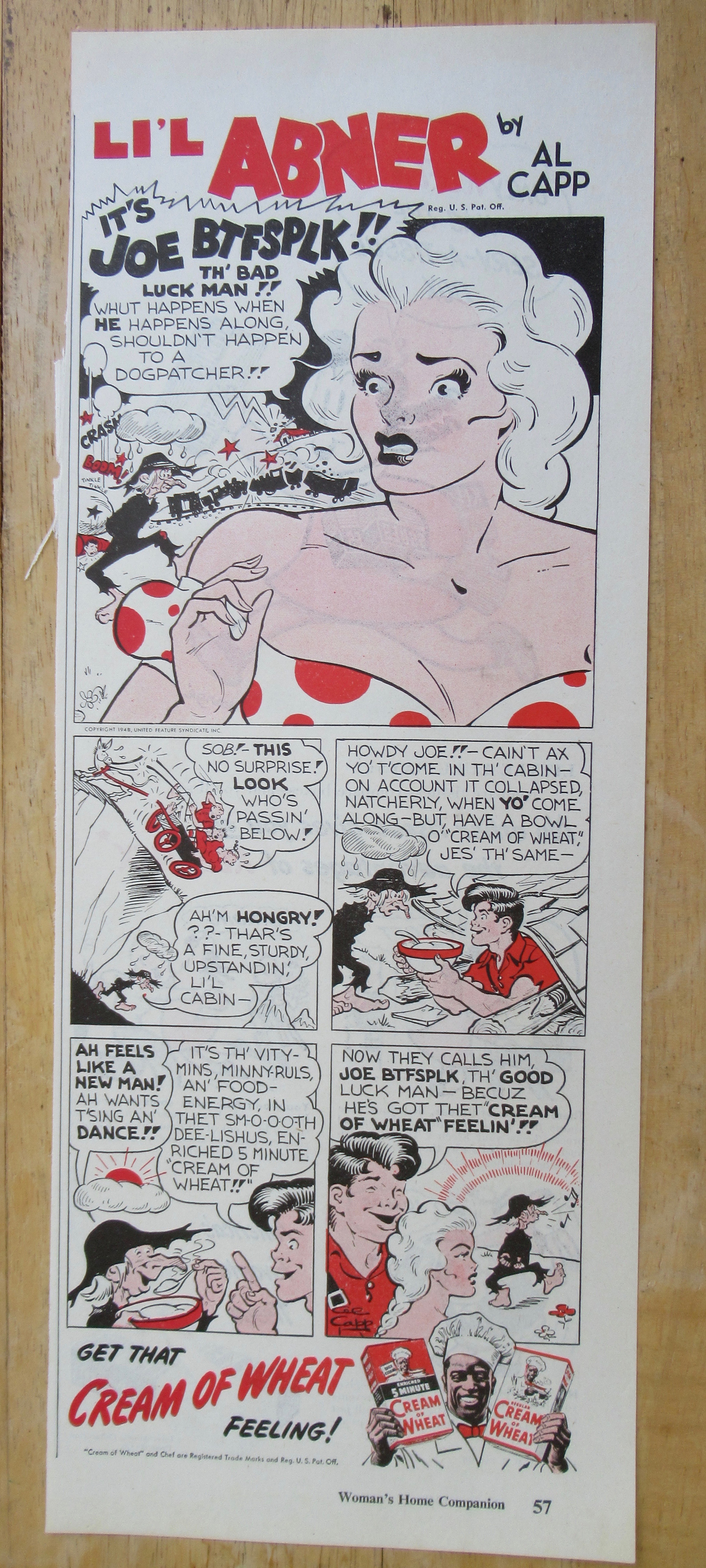 1948 Cream Of Wheat Cereal with Little Abner By Al Capp