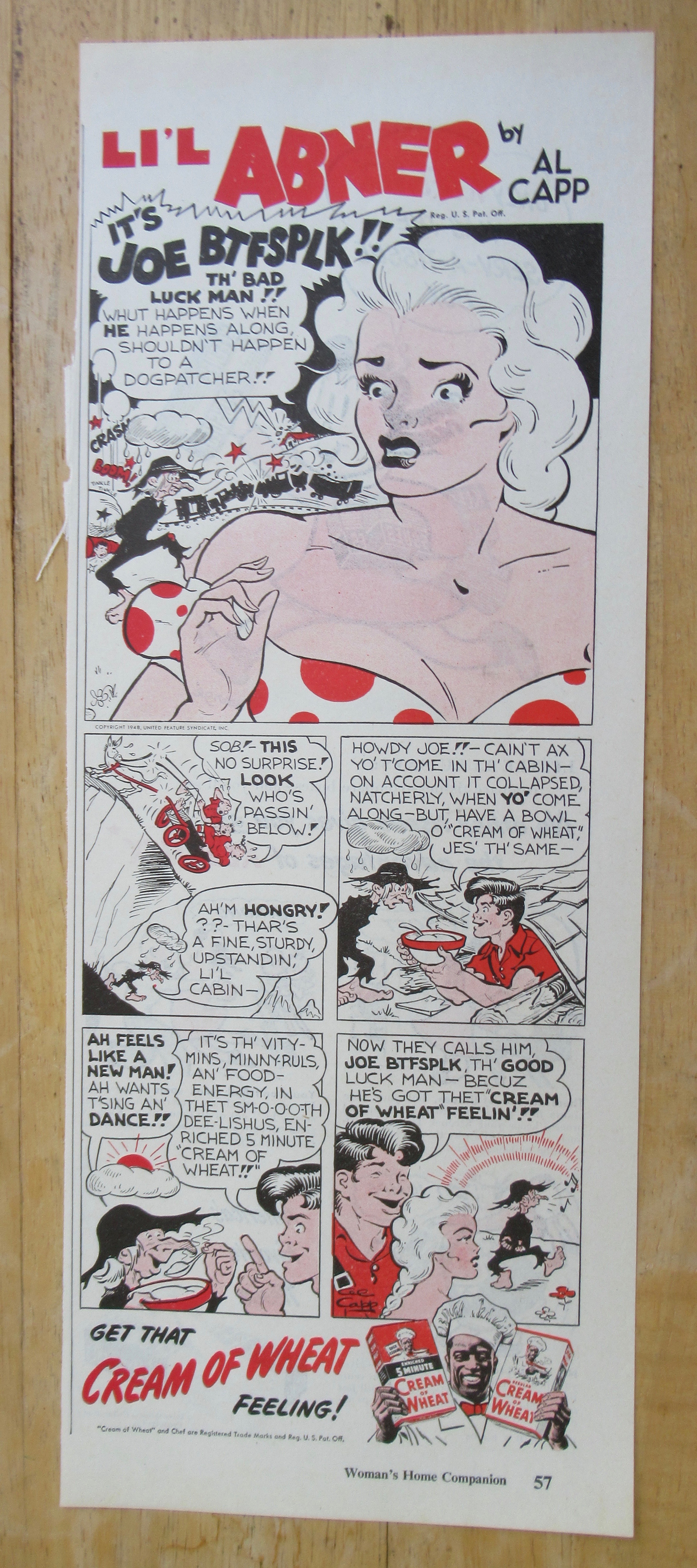 1948 Cream Of Wheat Cereal with Little Abner By Al Capp