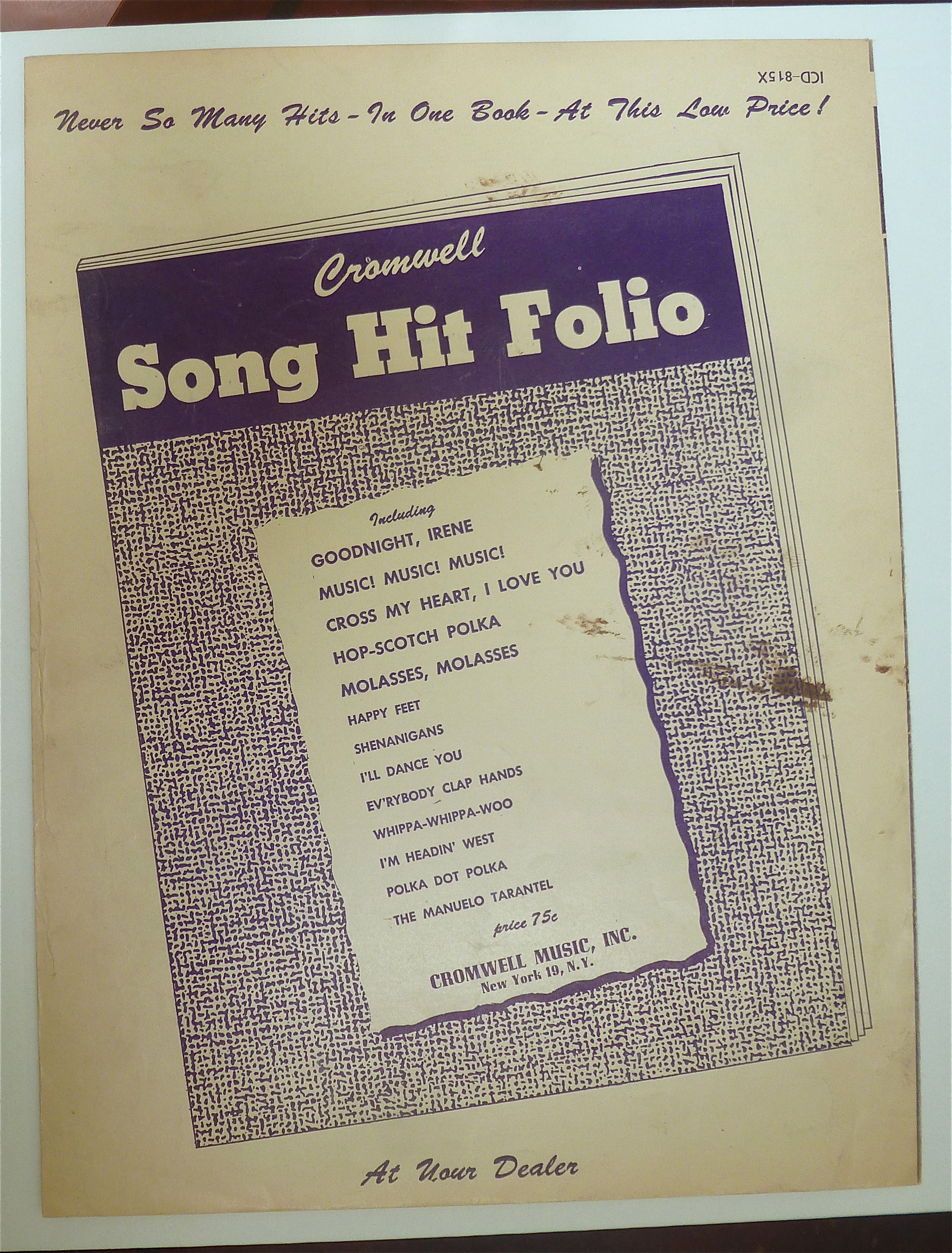 Sheet Music 1951 On Top Of Old Smoky (Weavers Cover)