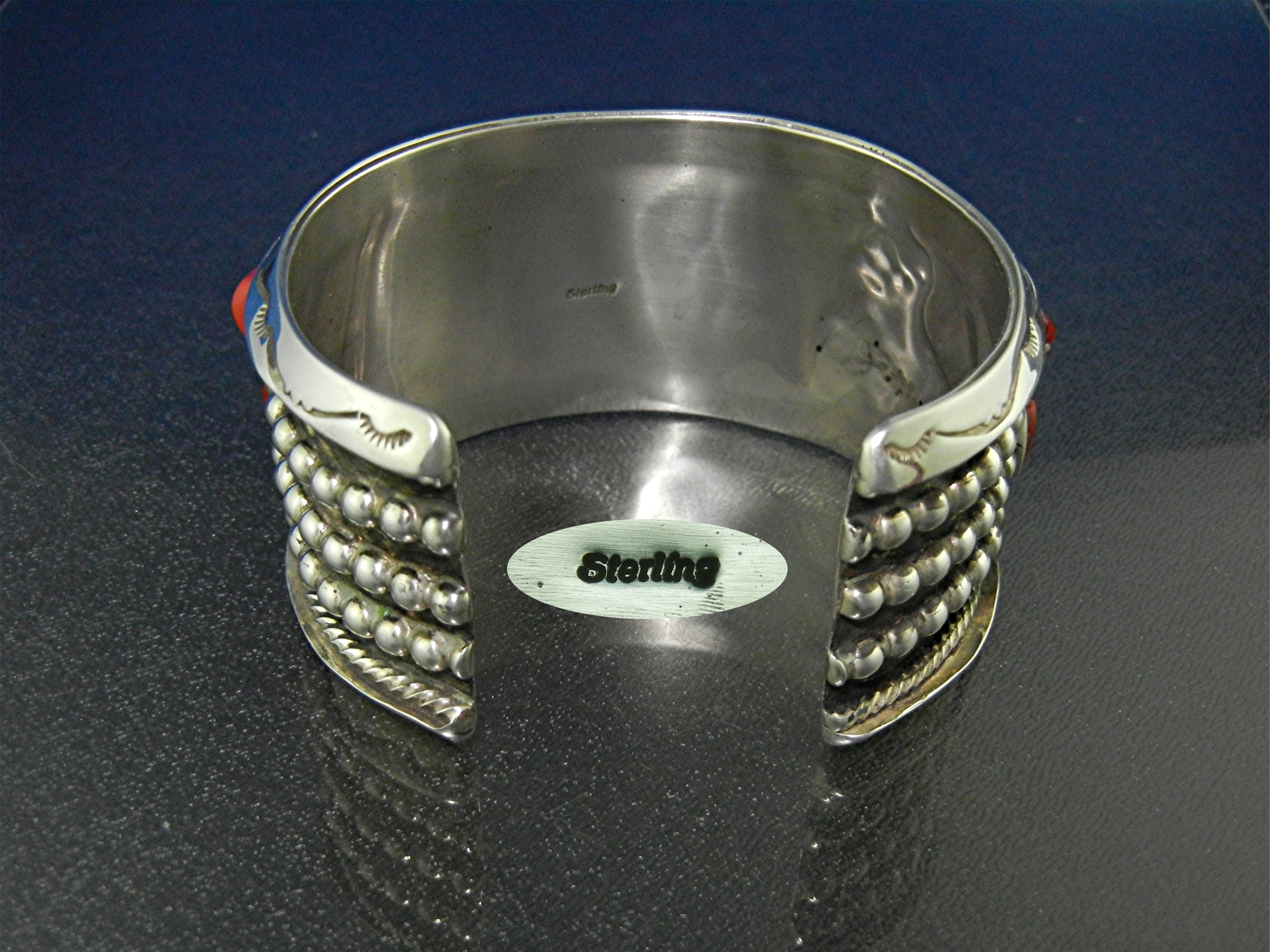 Navajo Sterling Silver Mediterranean Coral Bracelet