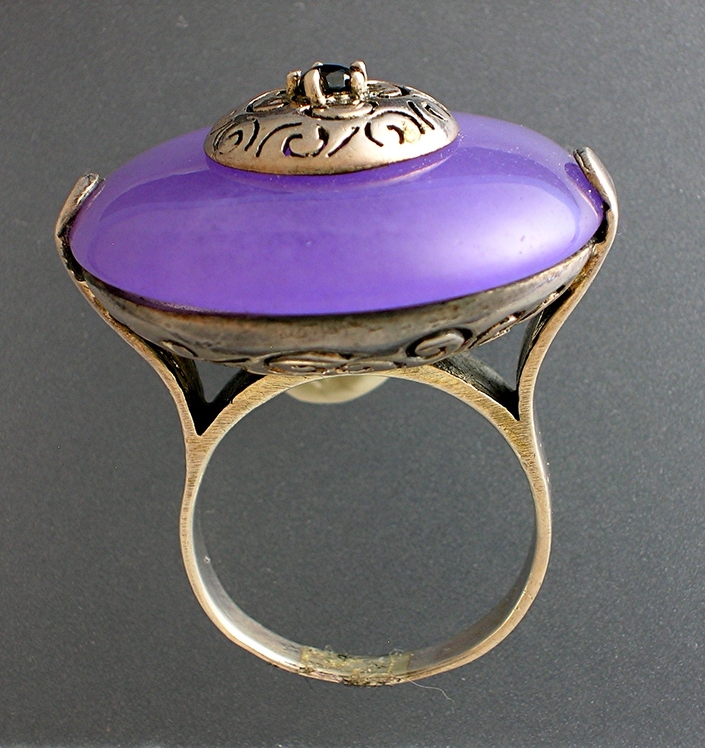 Sapphire Lavender Jade  Sterling Silver Ring