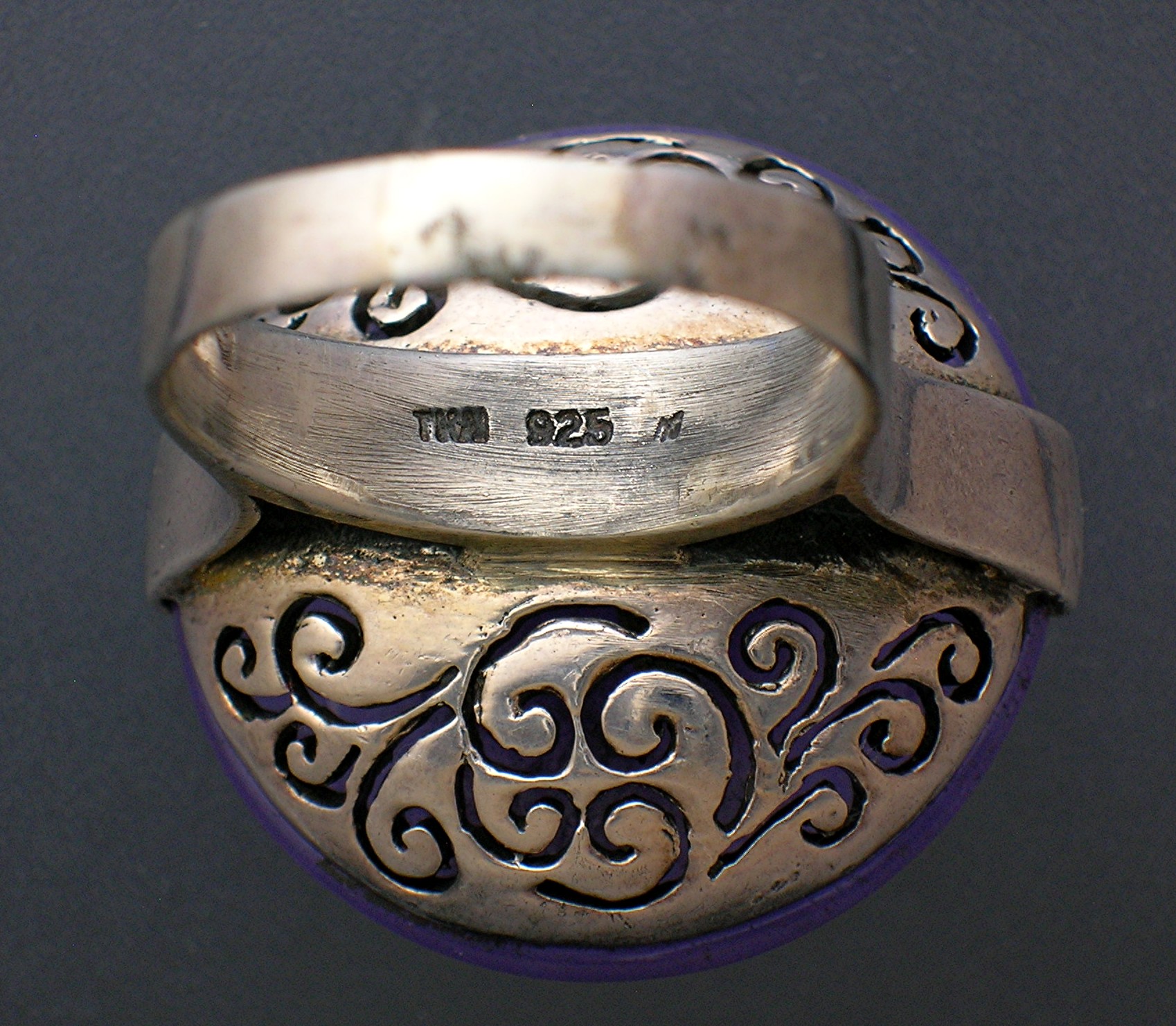 Sapphire Lavender Jade  Sterling Silver Ring